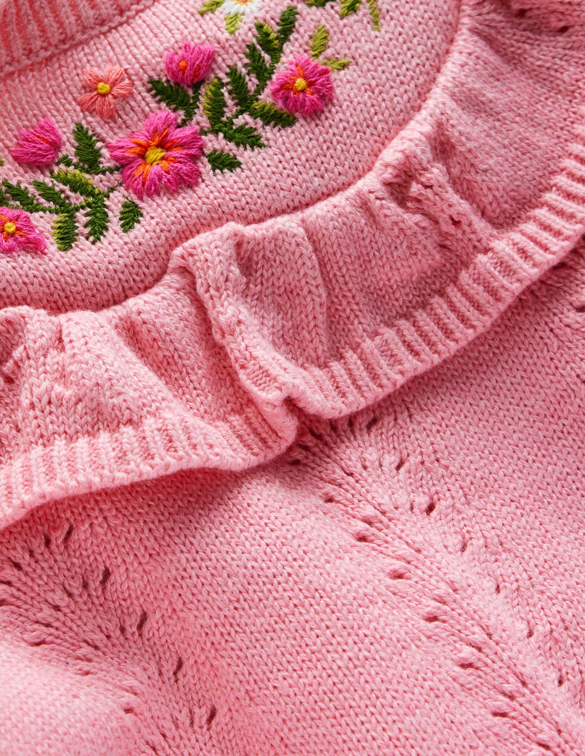 Embroidered Pointelle Sweater-Formica Pink Marl - Image 5