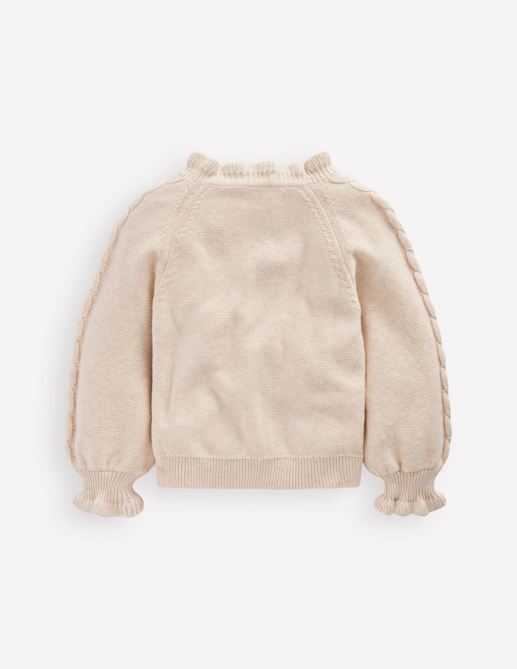 Pretty Embroidered Cardigan-Oatmeal Marl - Image 2