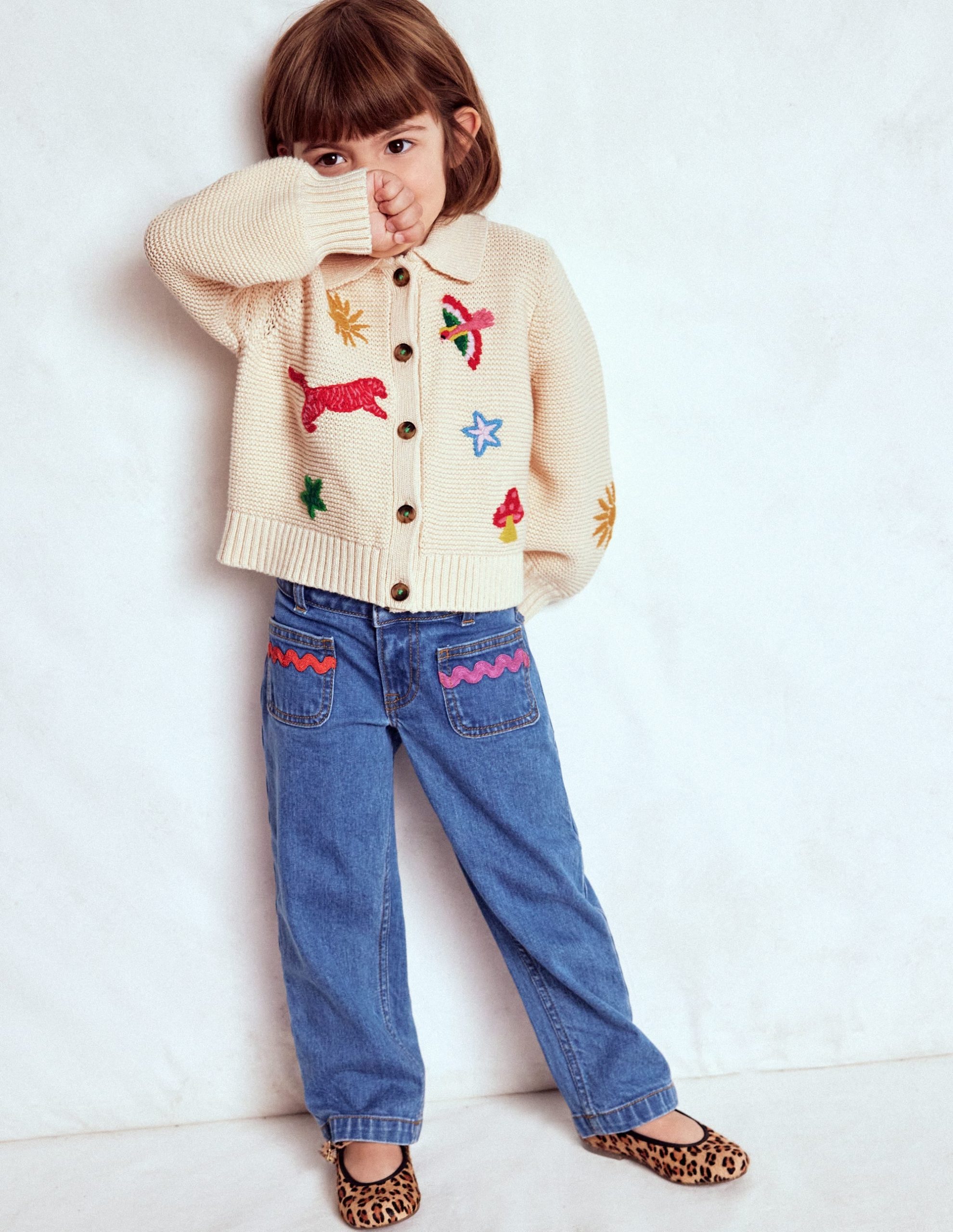 Collared Cardigan-Ecru Marl