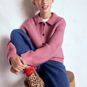 Collared Cardigan-Pink Haze