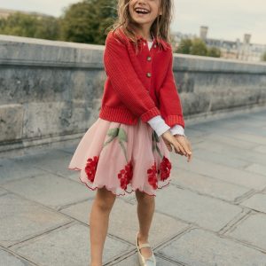 Collared Cardigan-Rockabilly Red