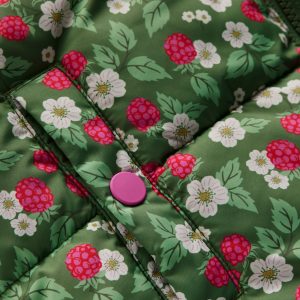 Reversible Padded Borg Coat-Safari Green Vintage Berry