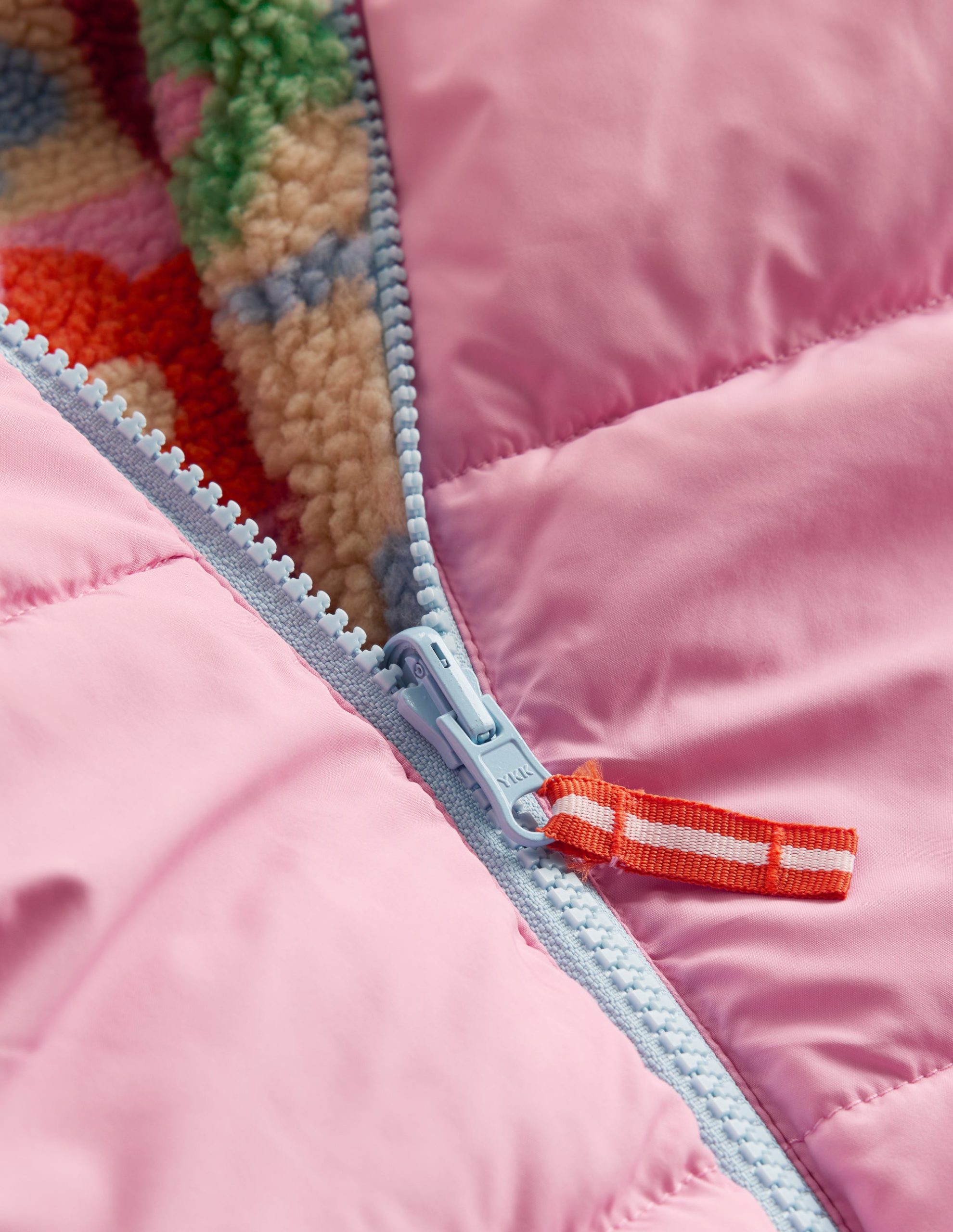 Reversible Padded Borg Coat-Multi Flower Check - Image 3