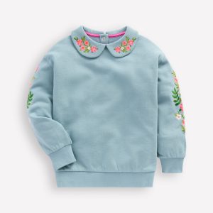 Embroidered Sweatshirt-Glacier Blue Embroidery