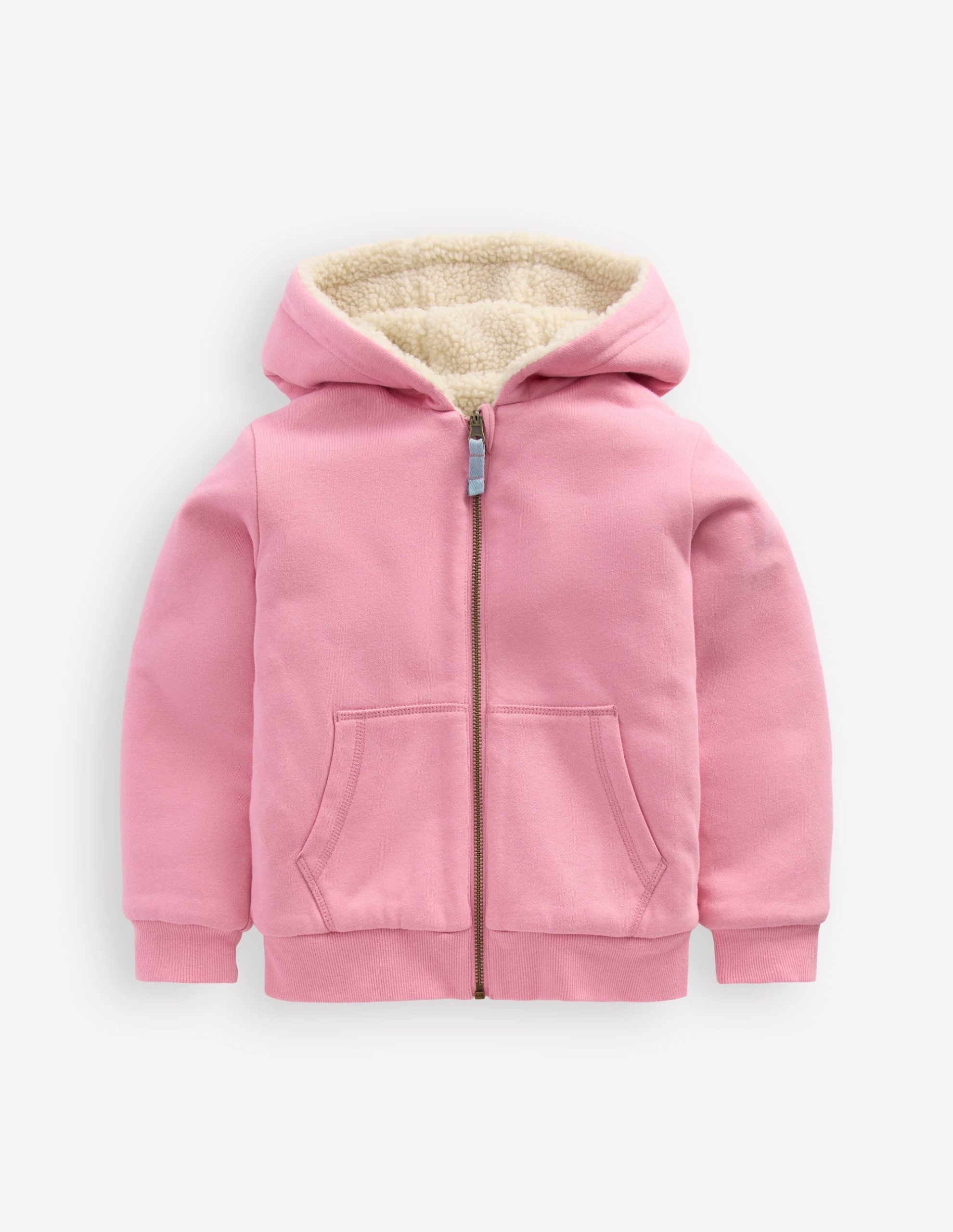 Reversible Borg Hoodie-Vintage Mauve/Kingfisher Blue