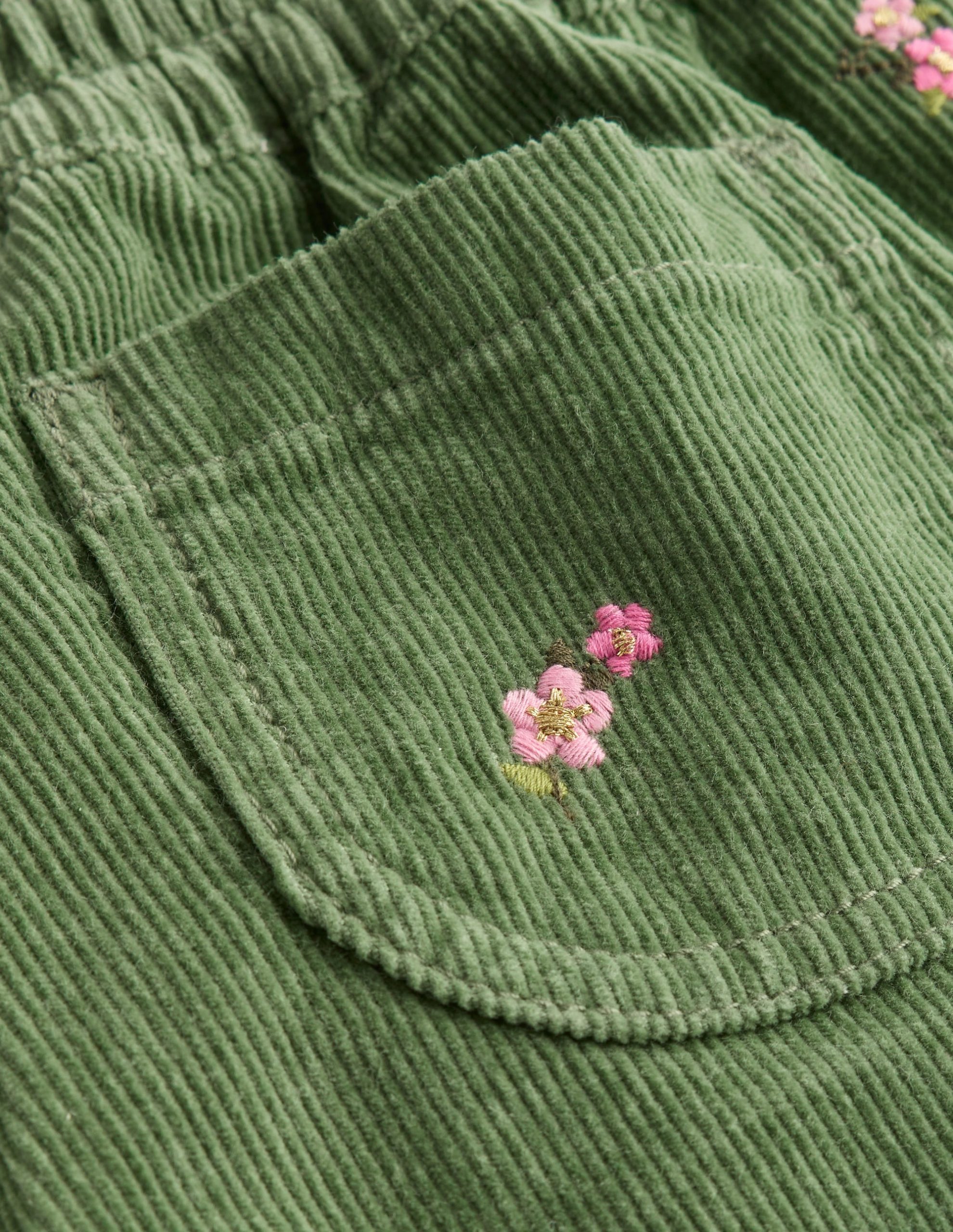Cord Embroidered Pull-On Pants-Broccoli Green Embroidered - Image 3