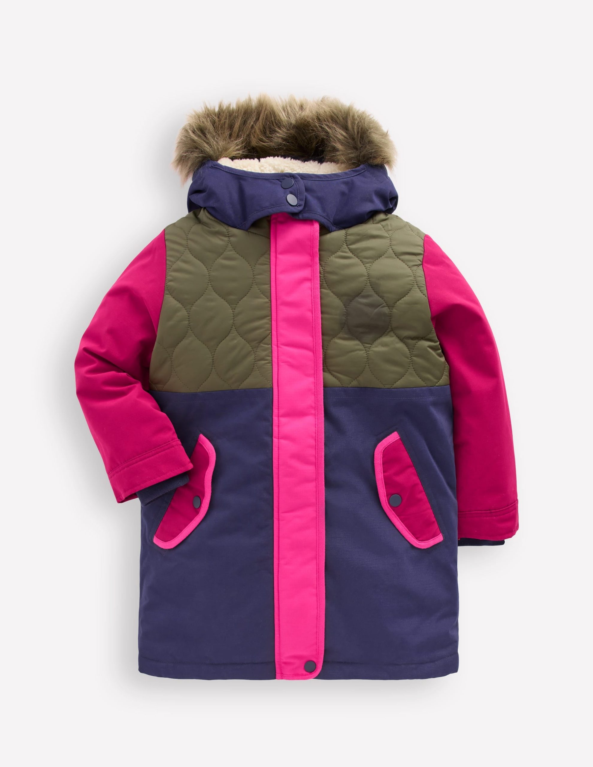 Joni Quilted Parka Coat-Multi Colourblock - Image 2