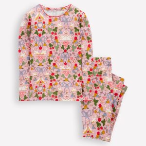 Snug Long John Pajamas-Pink Swan