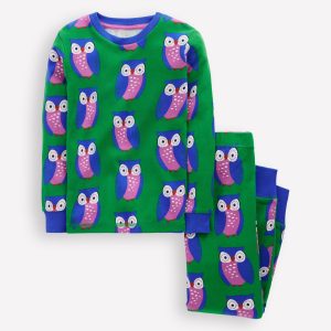 Snug Glow-In-The-Dark Pyjamas-Green Tambourine Geo Owls