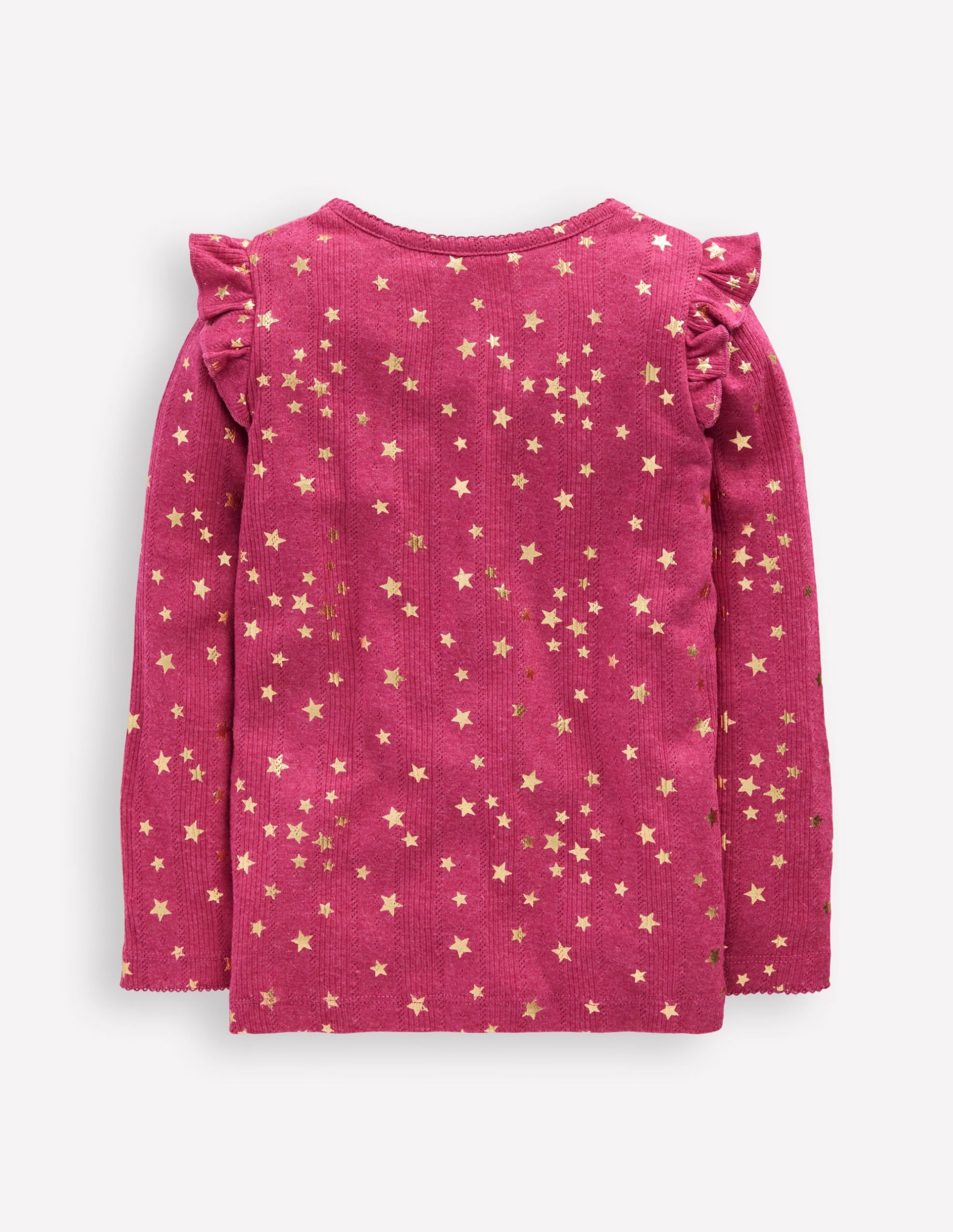 Frill Sleeve Pointelle Top-Cherry Jam - Image 2