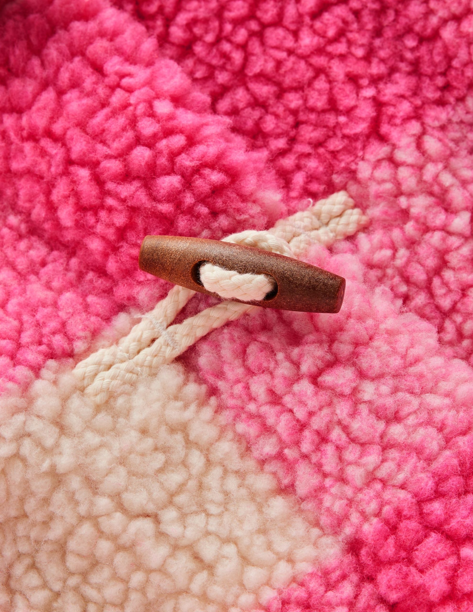 Borg Duffle Coat-Azalea Pink Gingham - Image 3