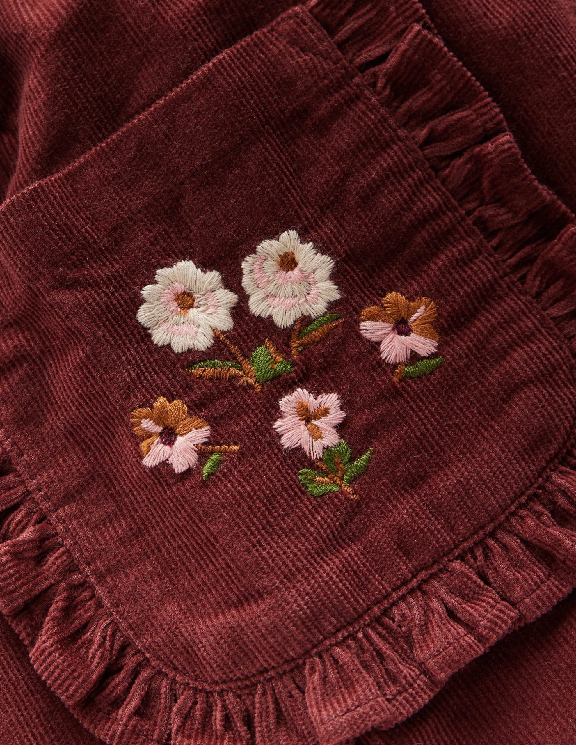 Embroidered Frill Trousers-Chestnut Embroidery - Image 3