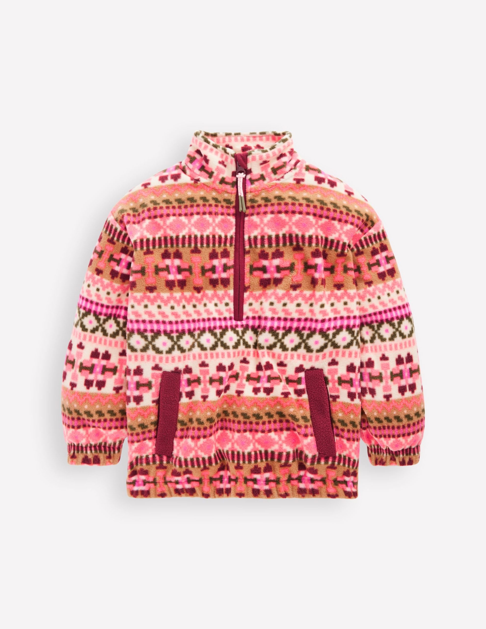 Fair Isle Fleece-Pink Aztec Geo