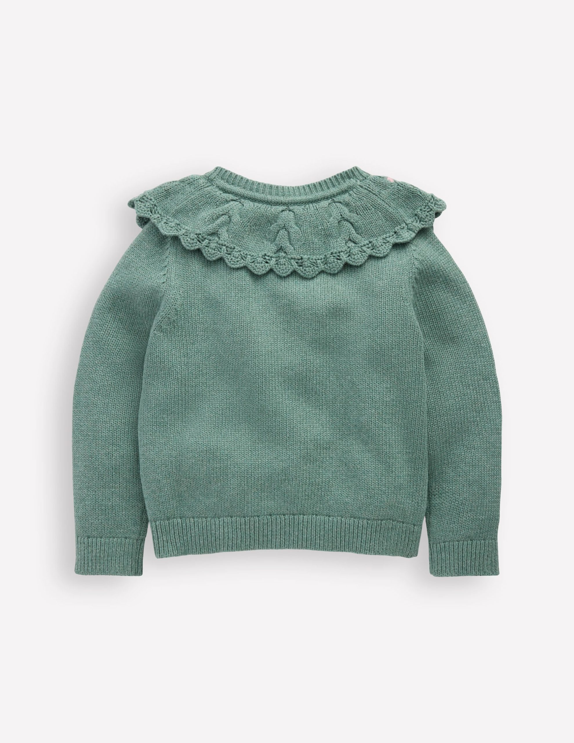 Embroidered Yoke Cardigan-Csarite Green - Image 2