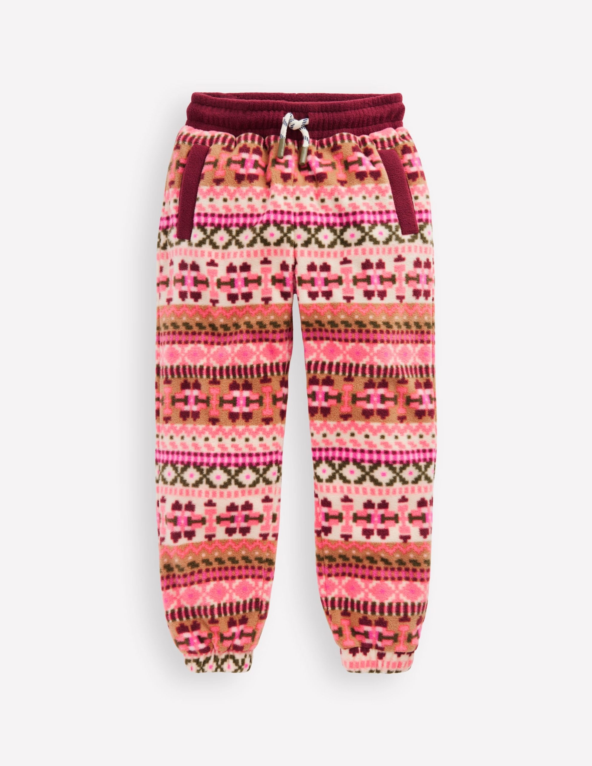 Fair Isle Sweatpants-Pink Aztec Geo