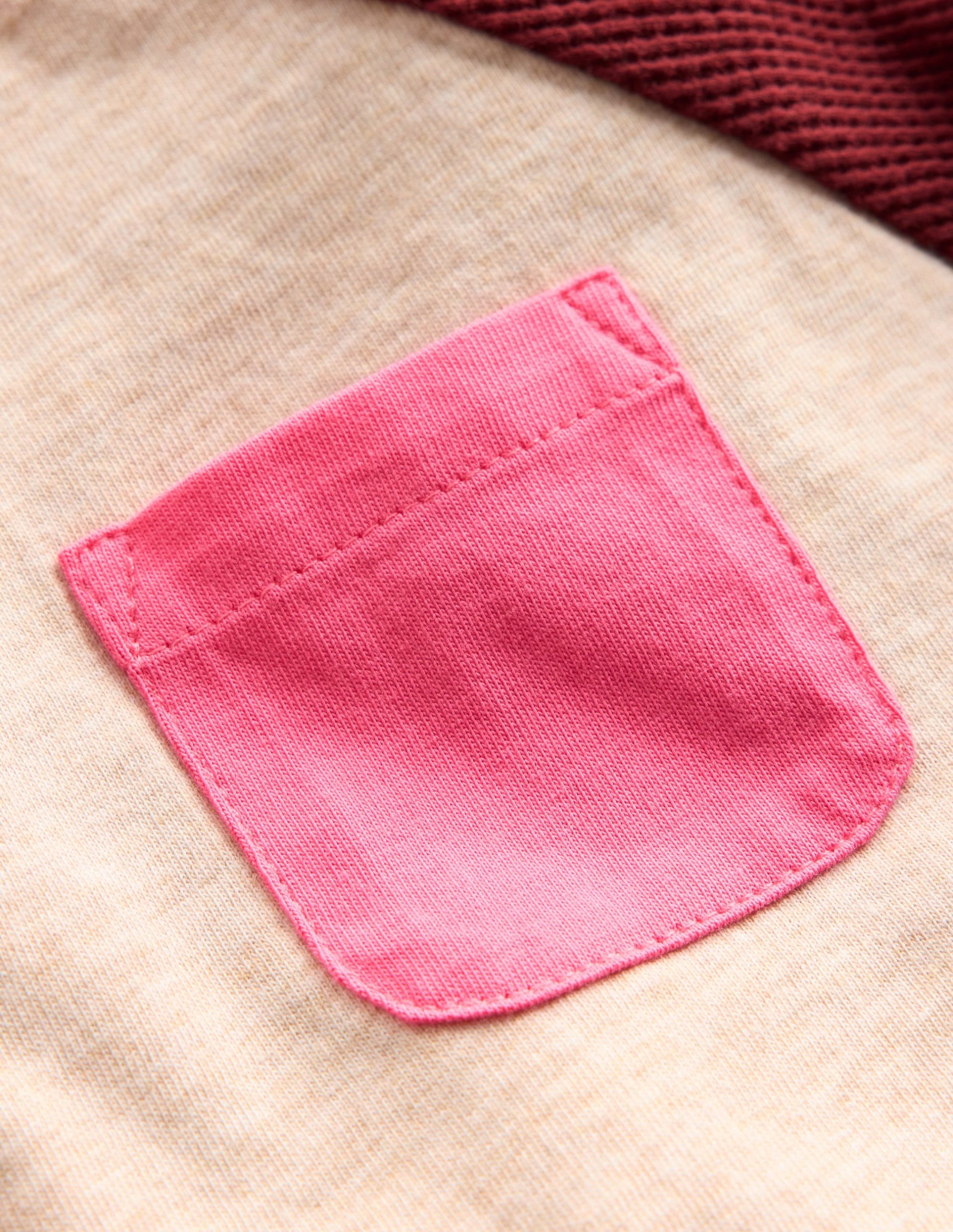 Raglan Waffle Mix Top-Oatmeal Marl/Chestnut - Image 3