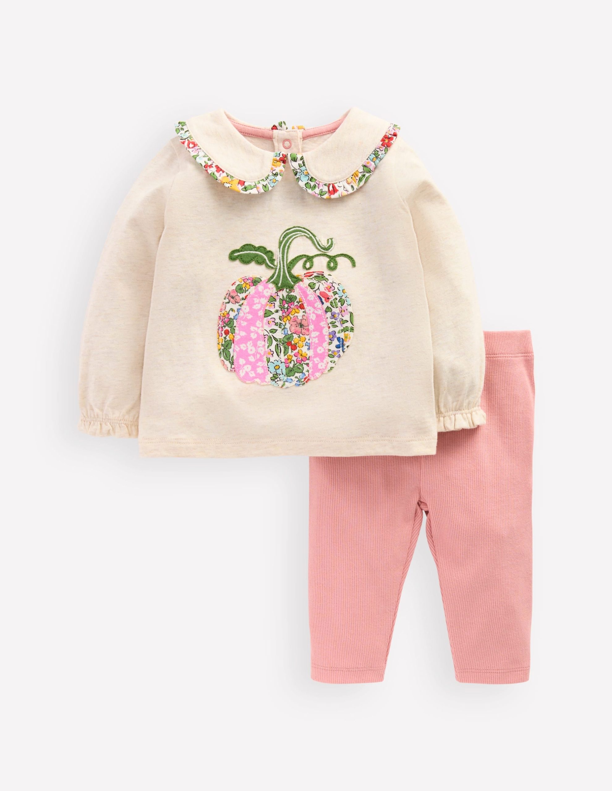 Collared Jersey Set-Oatmeal Marl