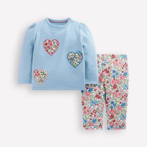 Appliqu?? Jersey Play Set-Blue Floral Hearts