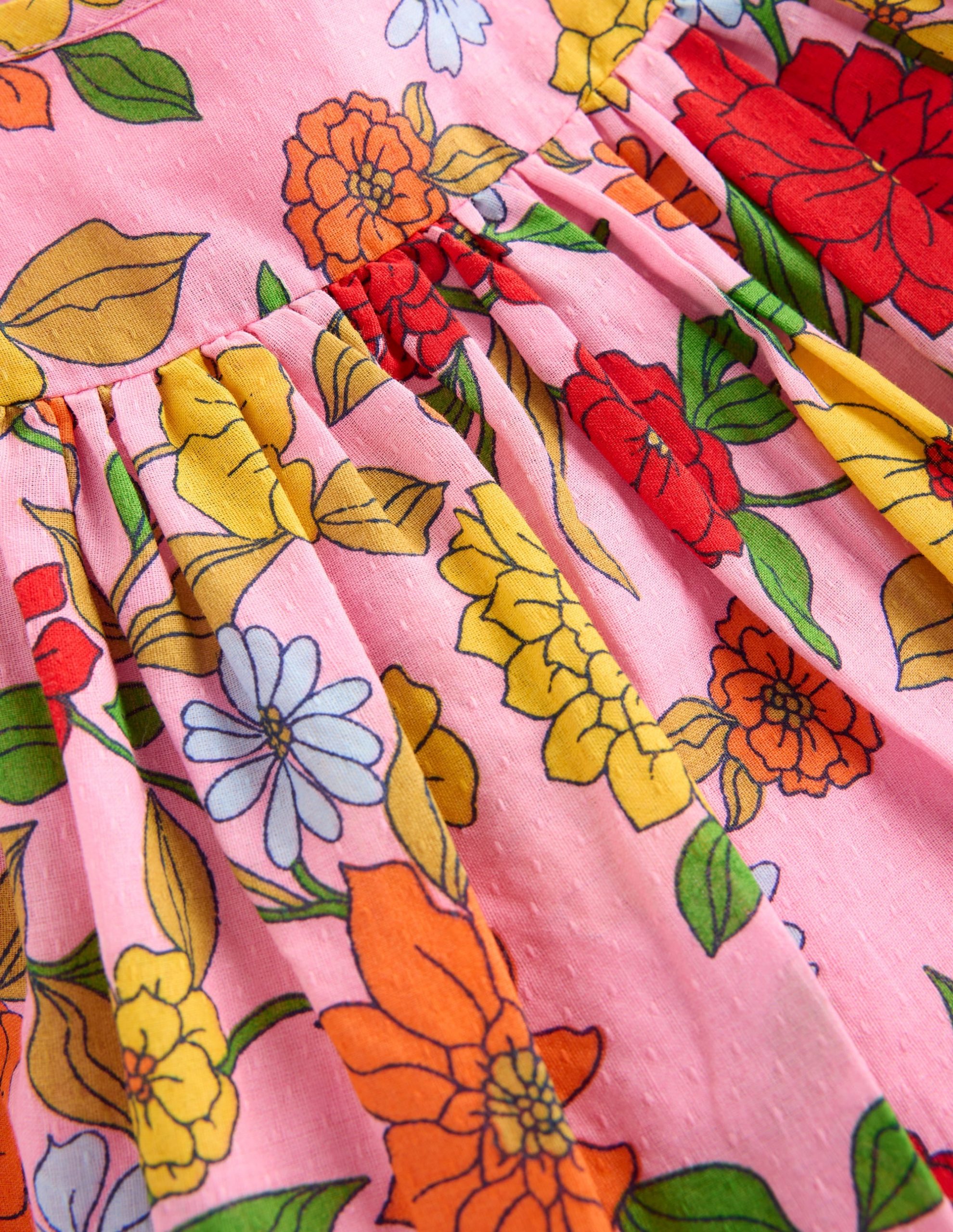 Gathered Woven Dress-Pink Lemonade Dahlia Trail - Image 2