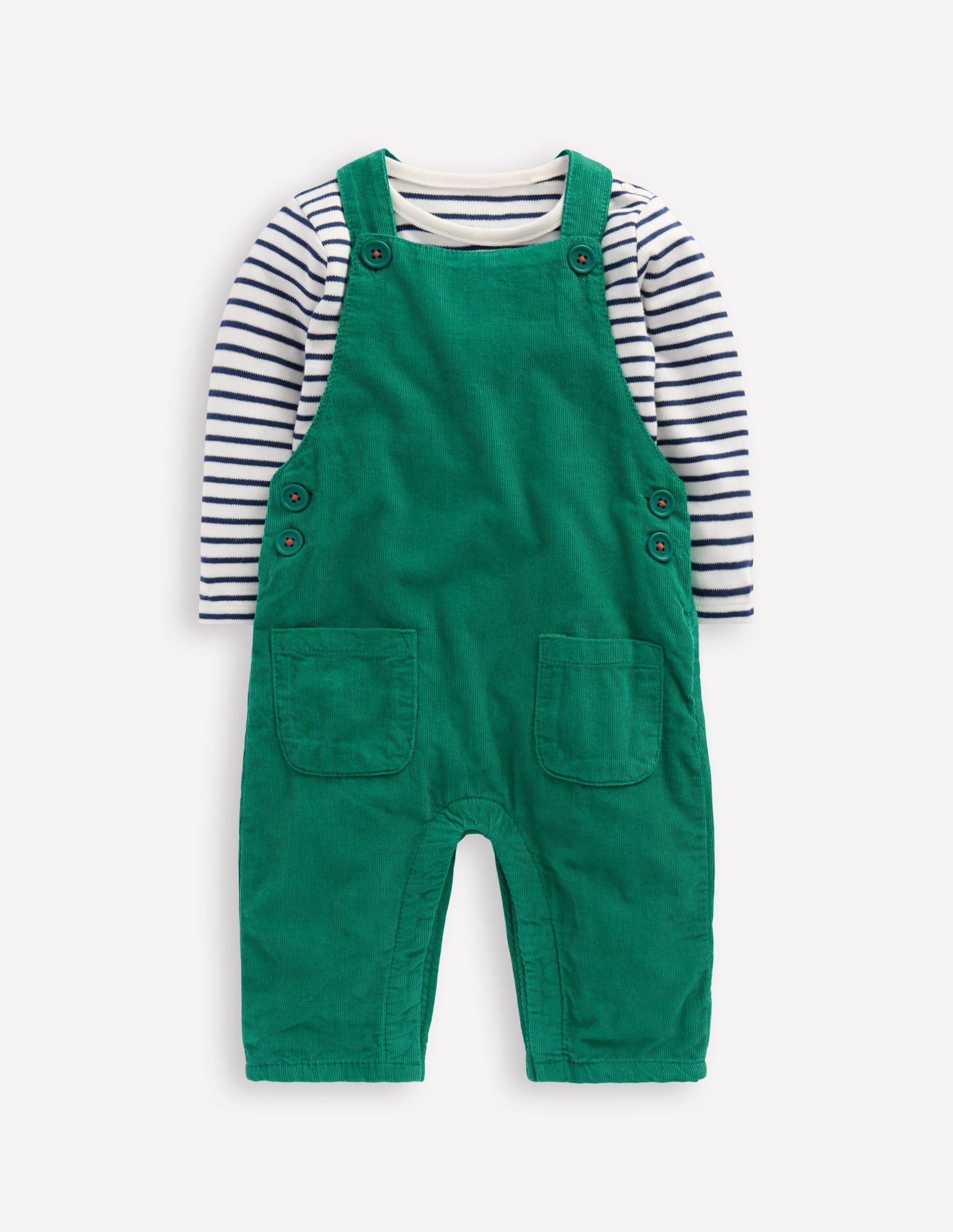 Novelty Cord Dungaree Set-Jewel Green