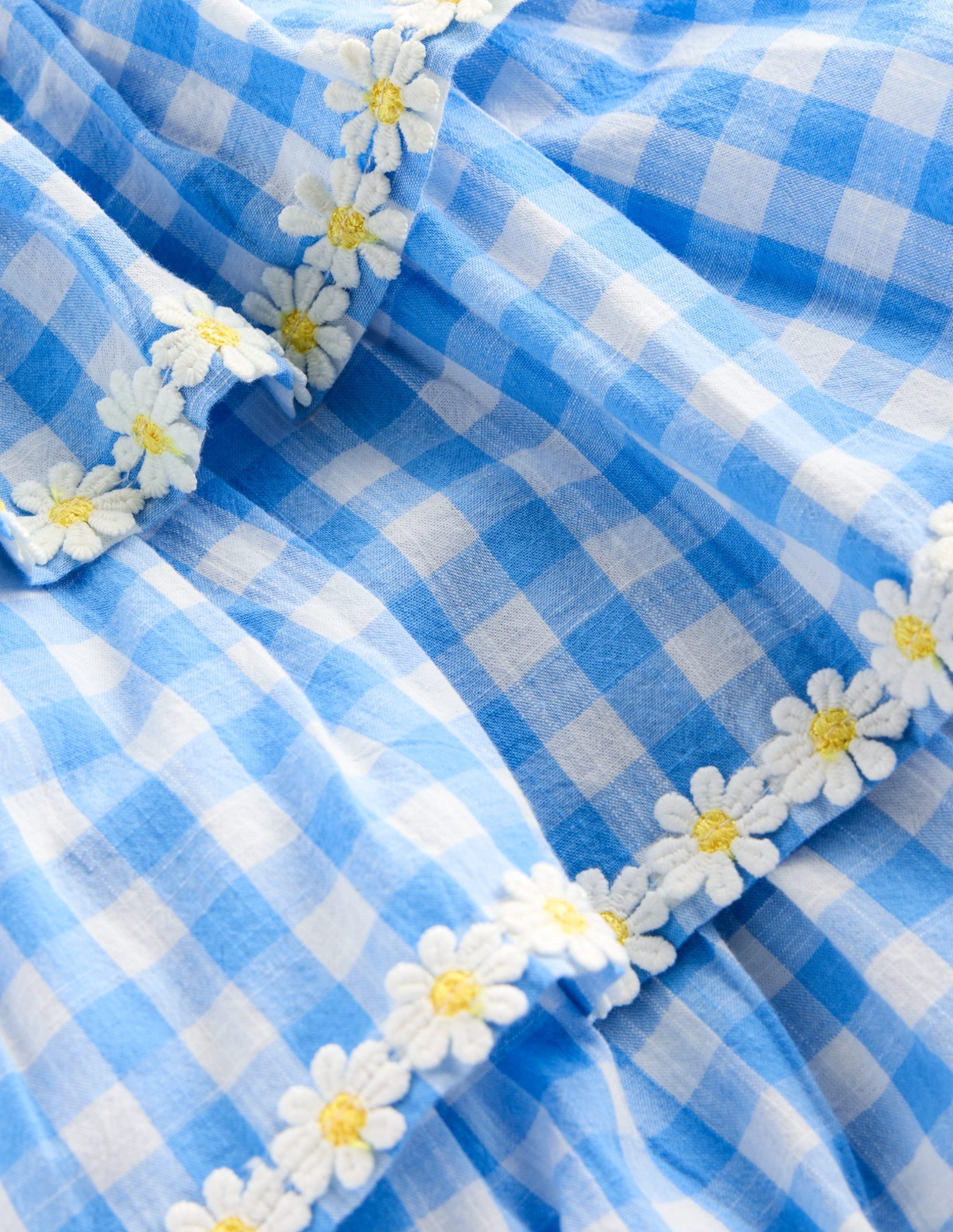 Ruffle Woven Romper-Gingham Daisies - Image 3