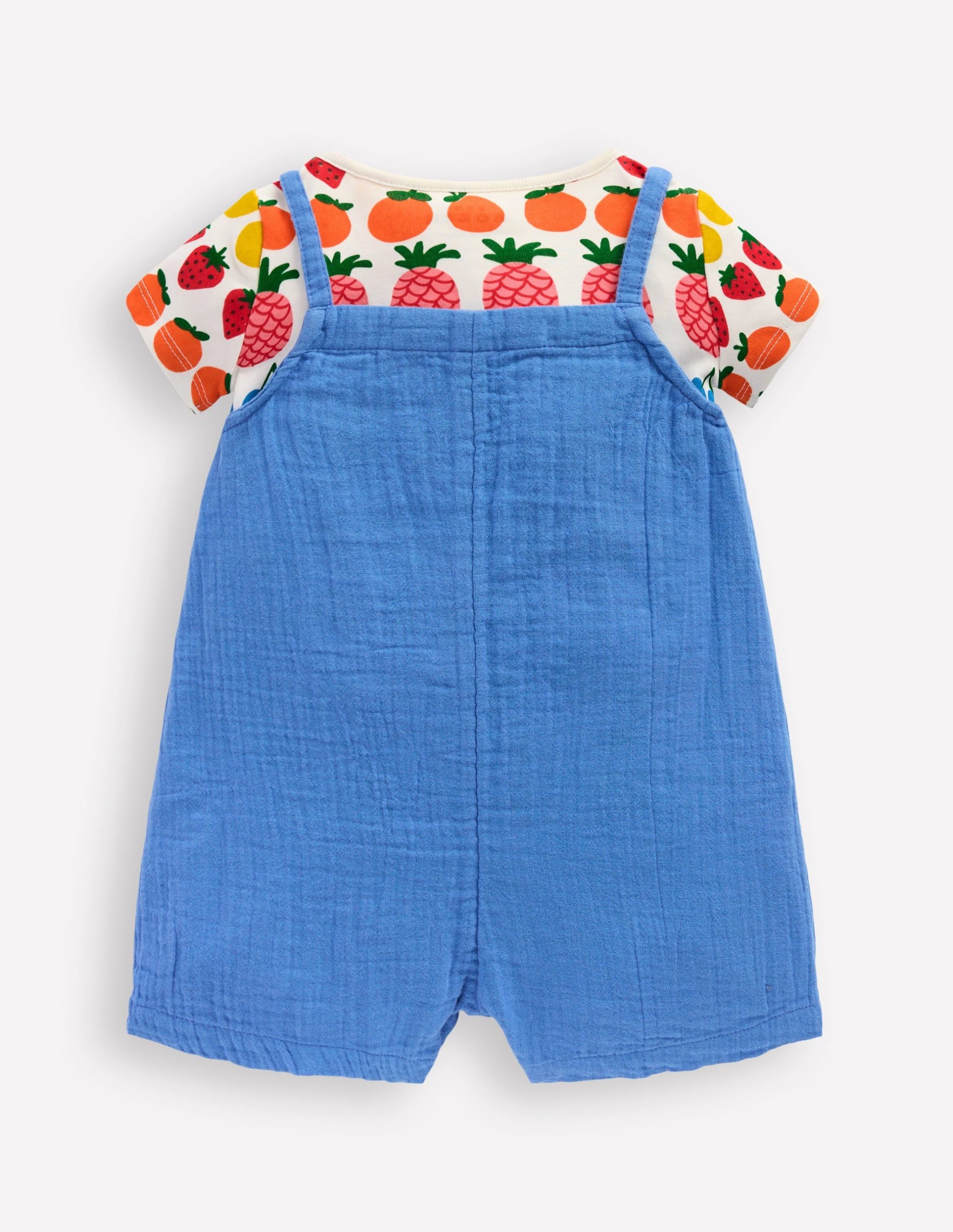 Double Cloth Overalls Set-Peacock Plume Blue Fruit - Image 6