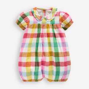Double Cloth Romper-Multi Check