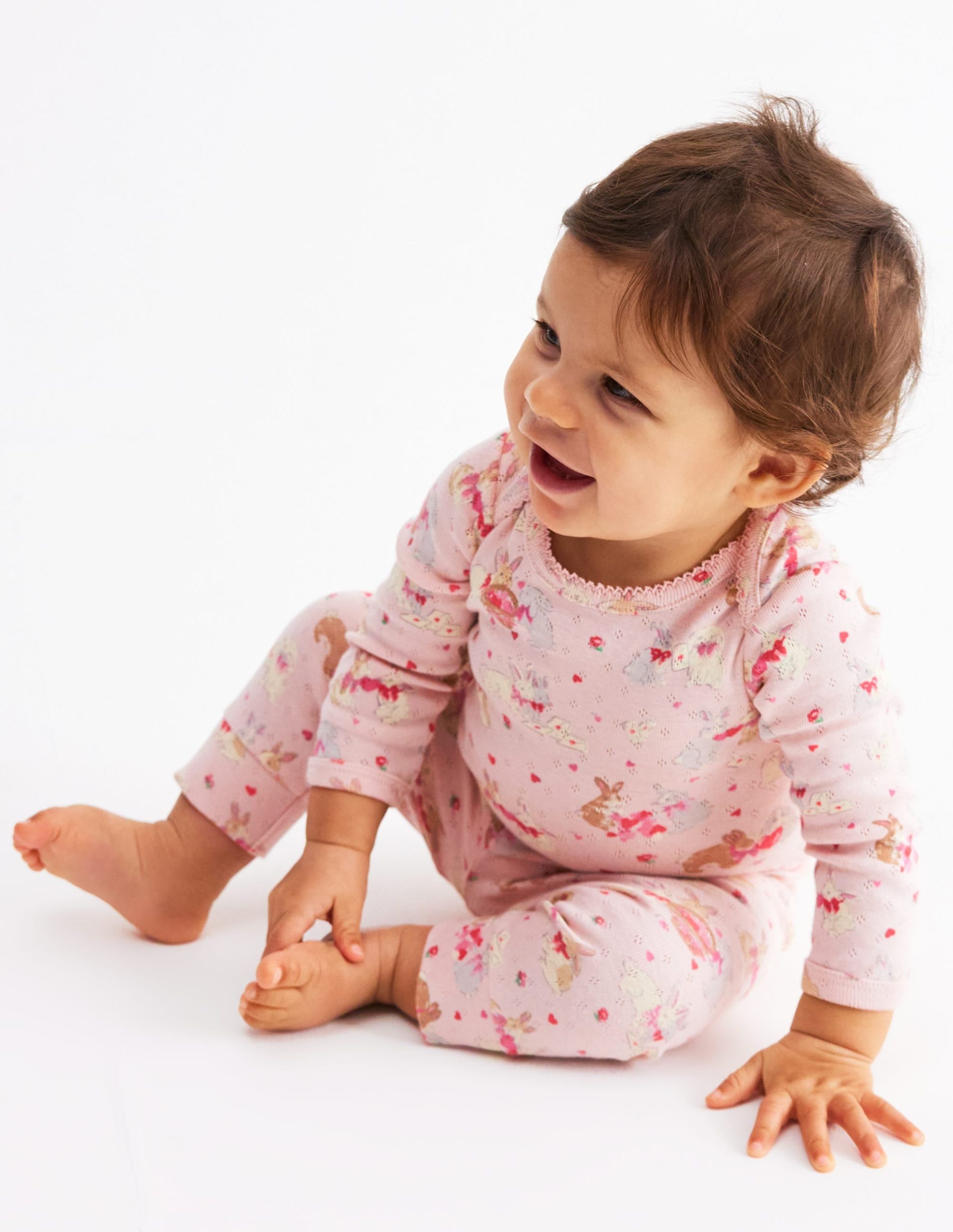 3 Pack Pointelle Leggings-Pink Love Bunnies