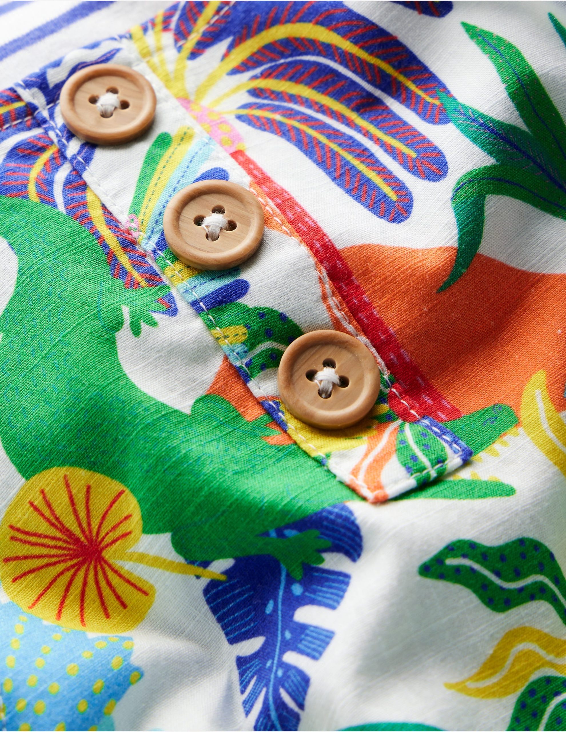 Button Overalls Set-Coconutmilk Multi Jungle - Image 4