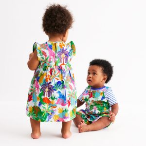 Button Overalls Set-Coconutmilk Multi Jungle