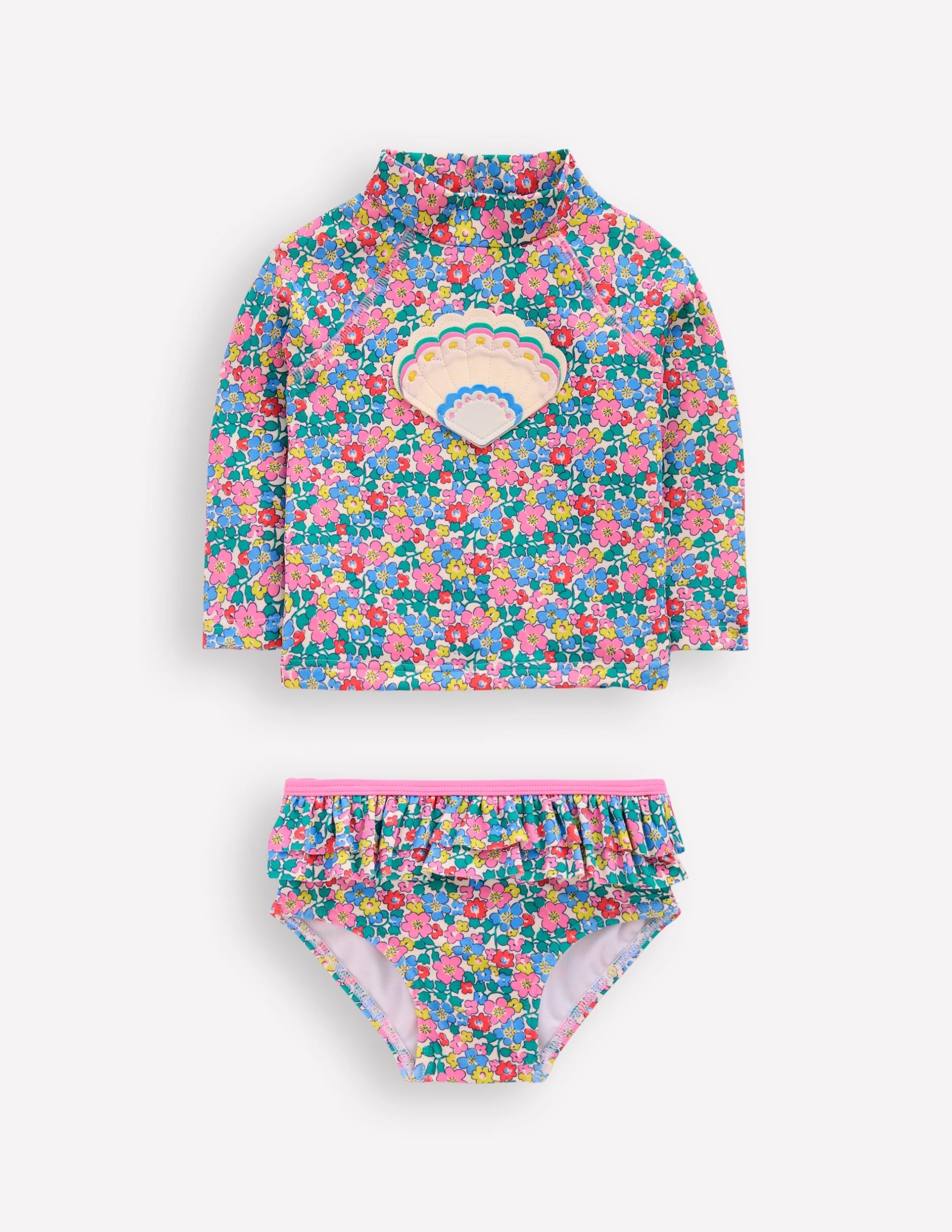 Frilly Rash Vest Set-Multi Flowerbed Shell