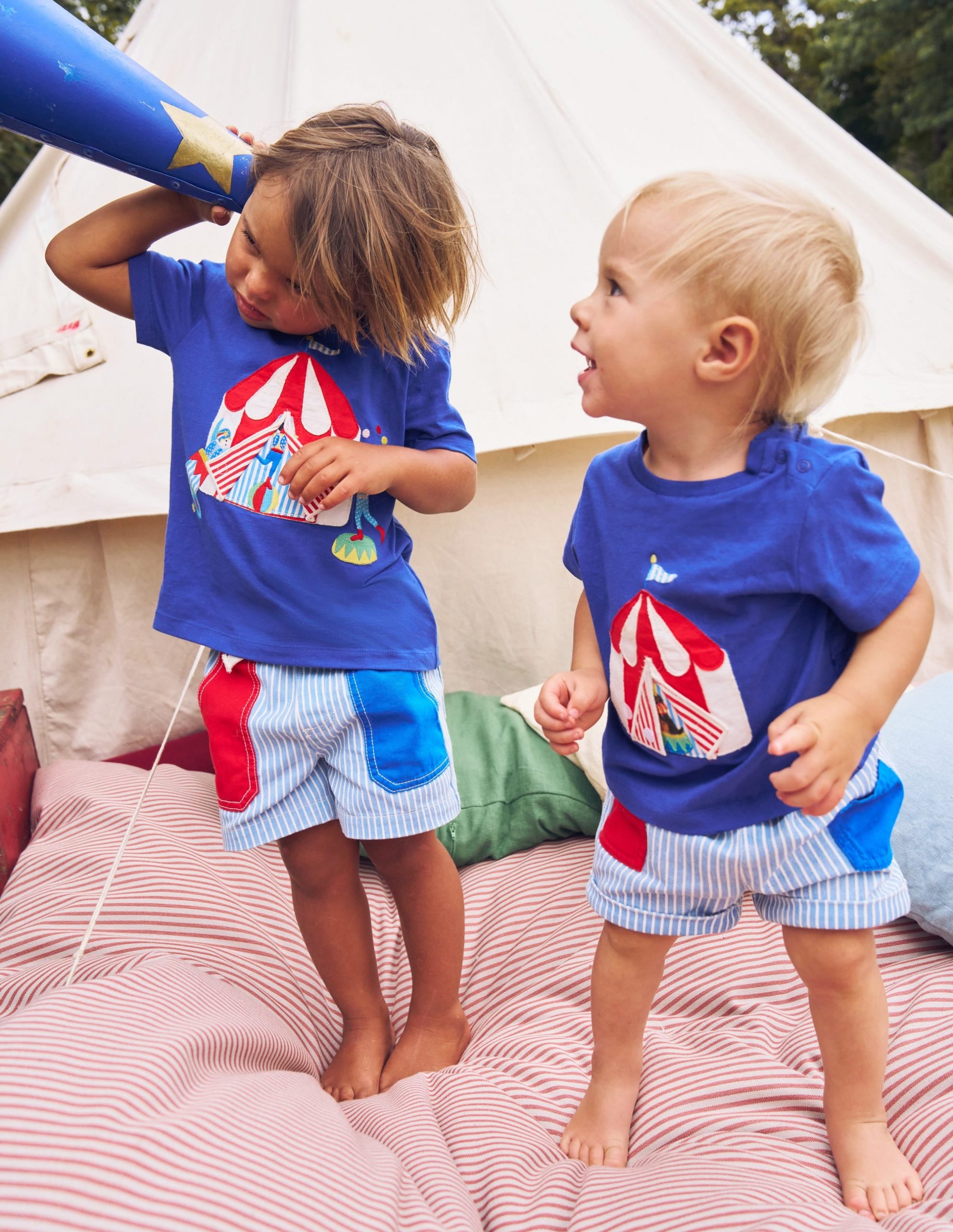 Woven Pocket Shorts-Blue Stripe