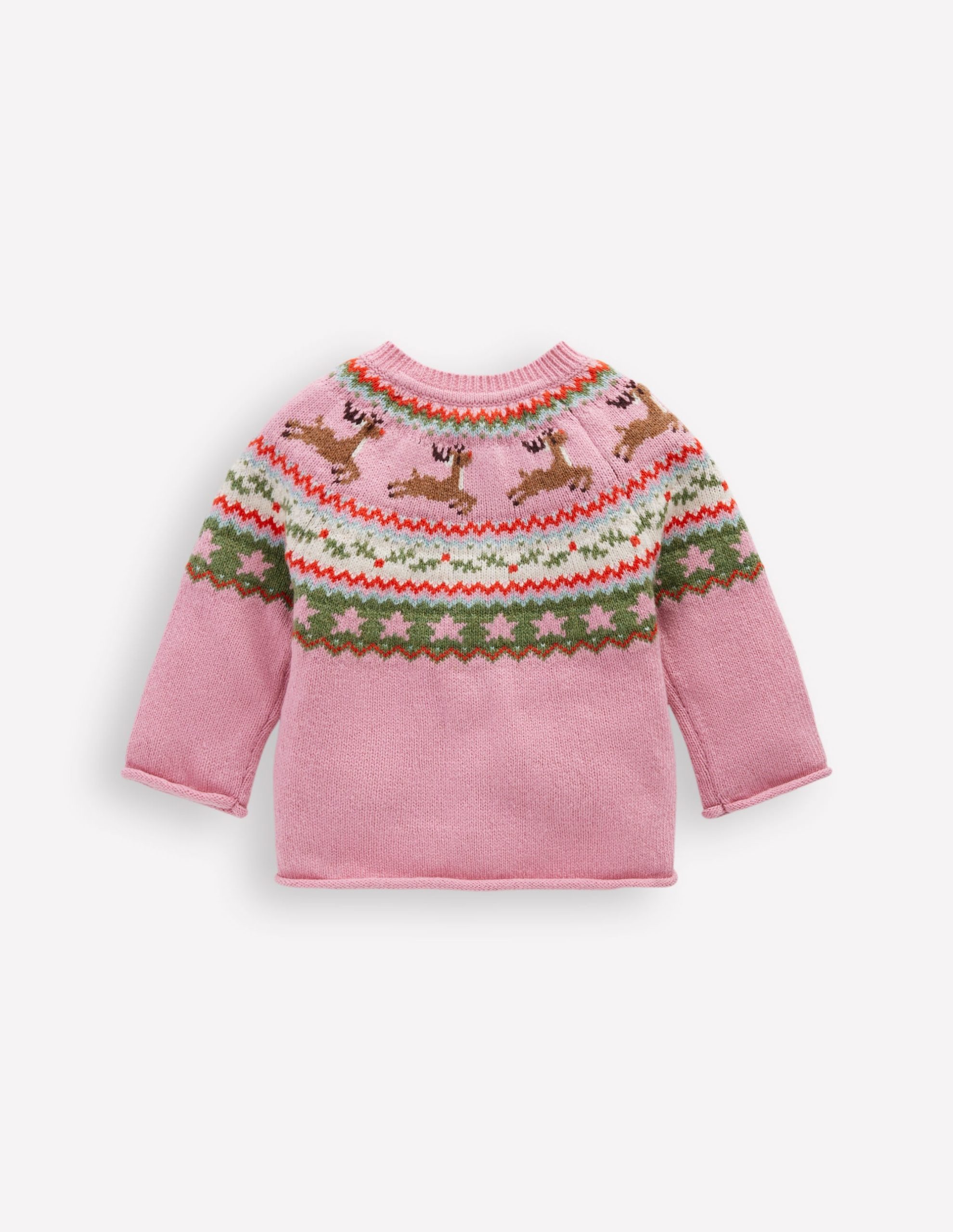 Edie Fair Isle Cardigan-Pink Festive Reindeer - Image 2
