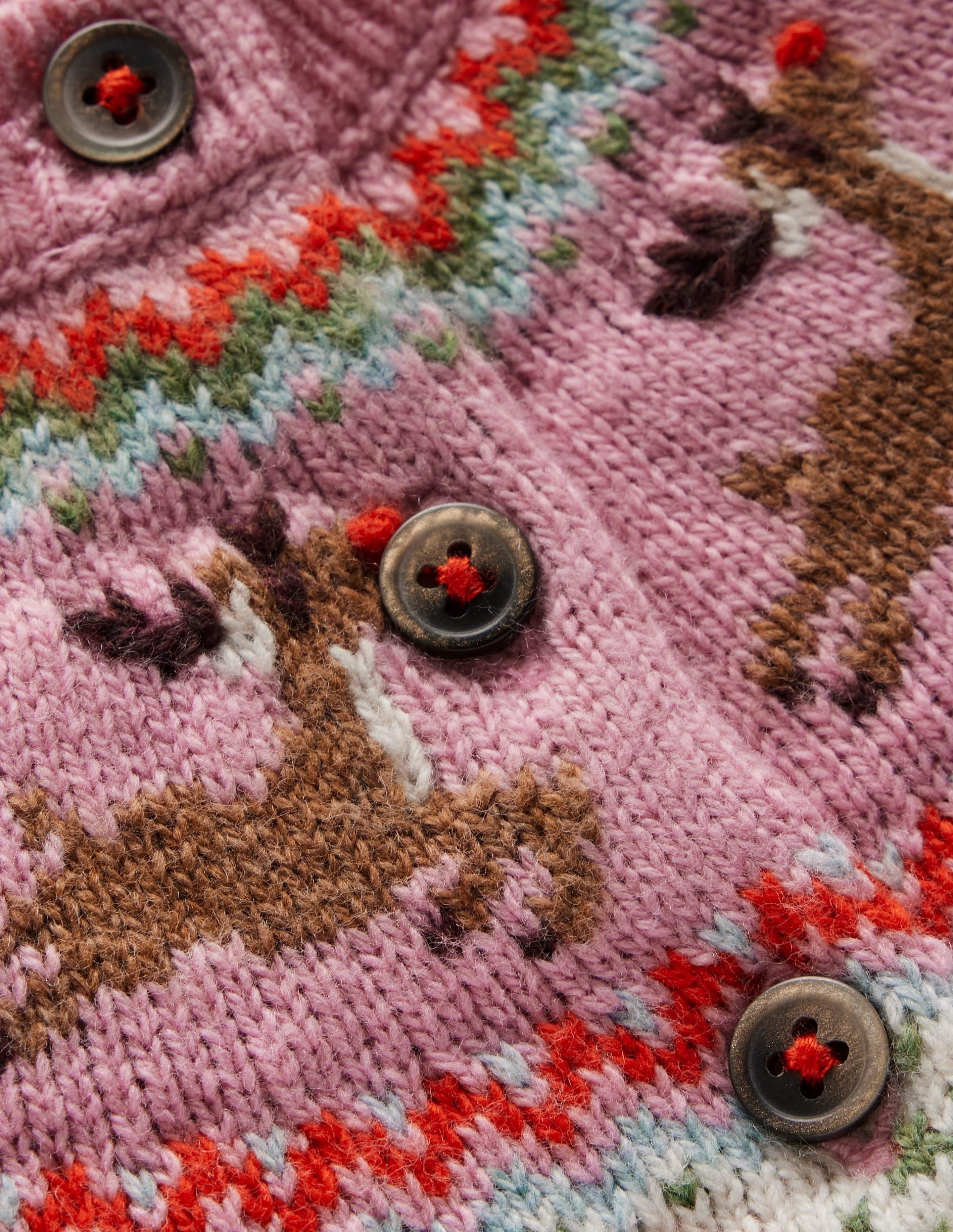 Edie Fair Isle Cardigan-Pink Festive Reindeer - Image 3