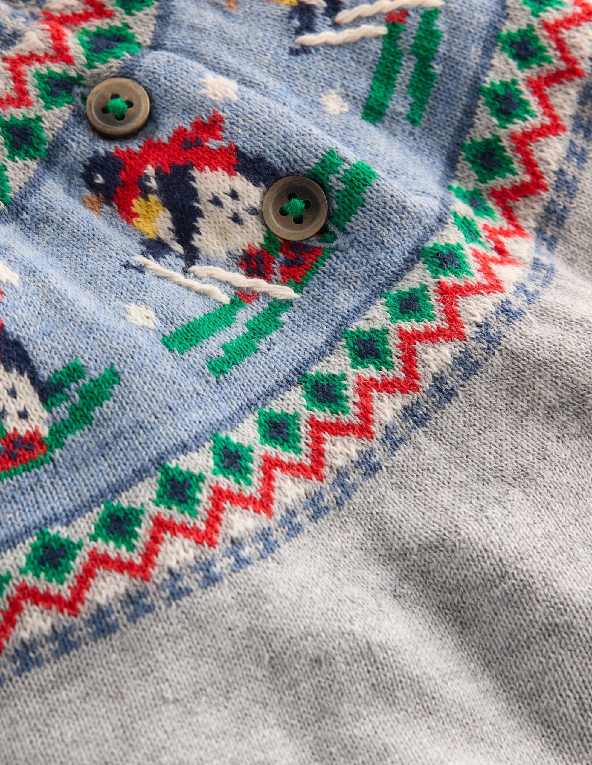 Knitted Play Set-Grey Marl Skiing Penguins - Image 3