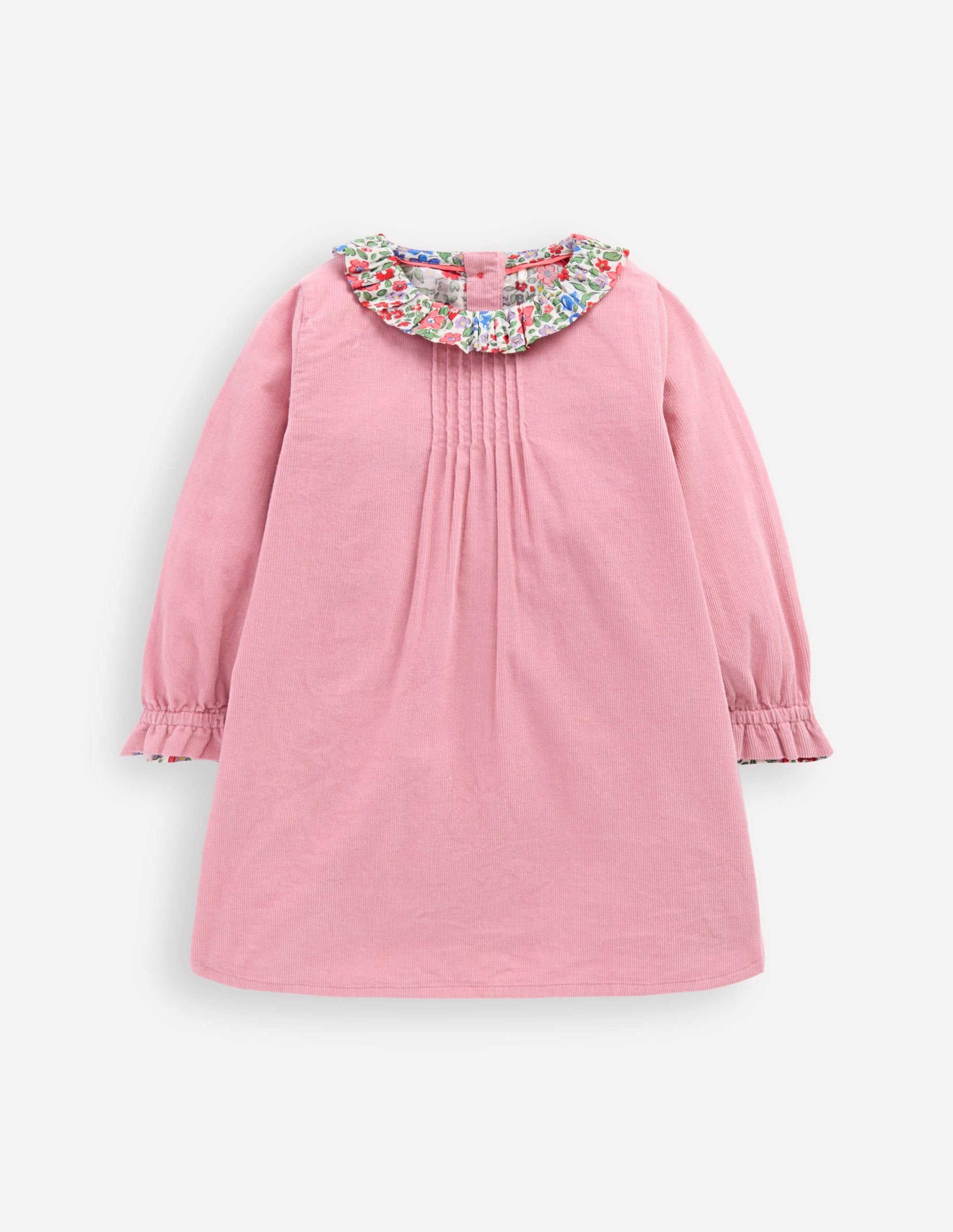 Frill Neck Woven Dress-Rose Pink