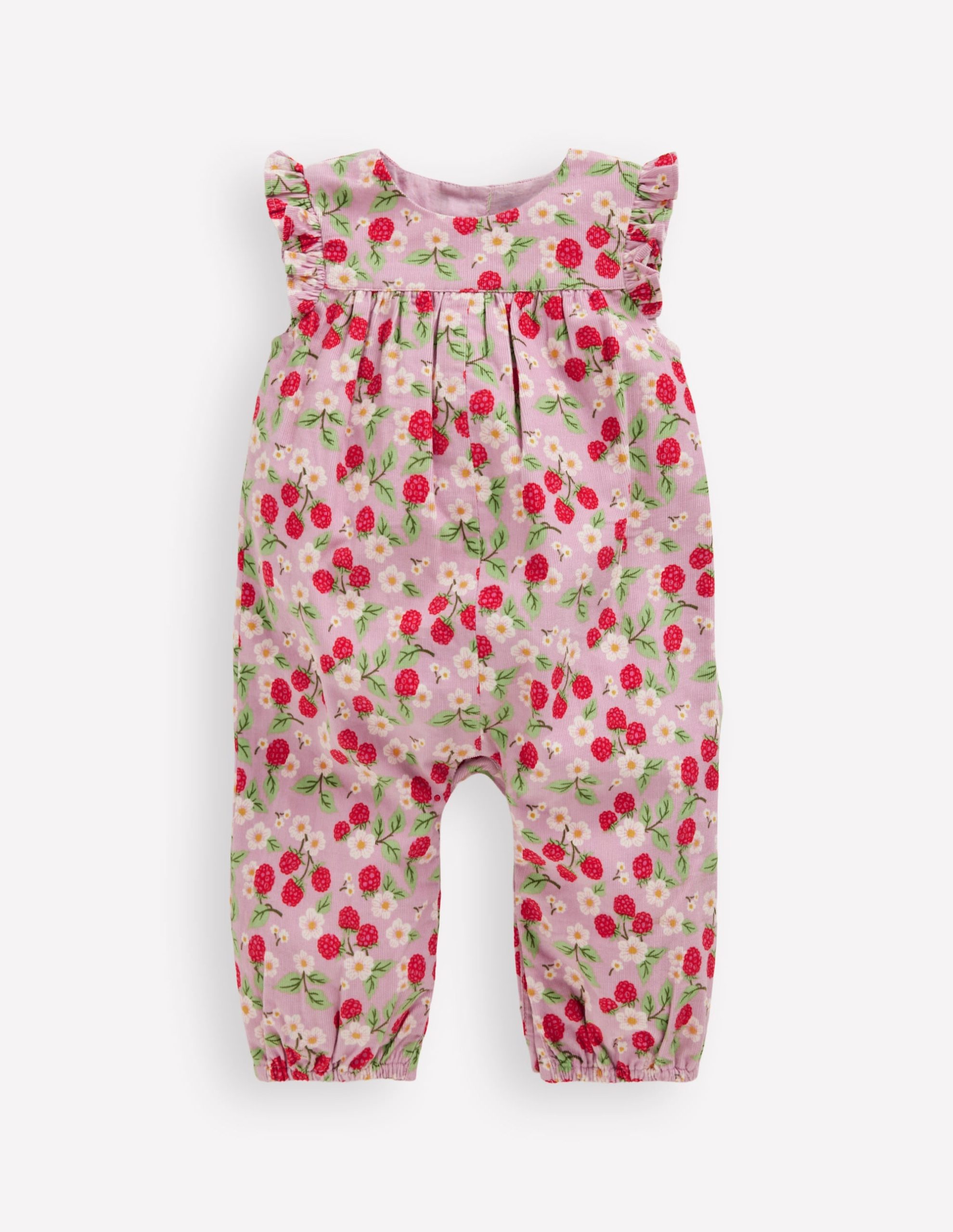 Cord Ruffle Sleeve Romper-Soft Lavender Vintage Berry