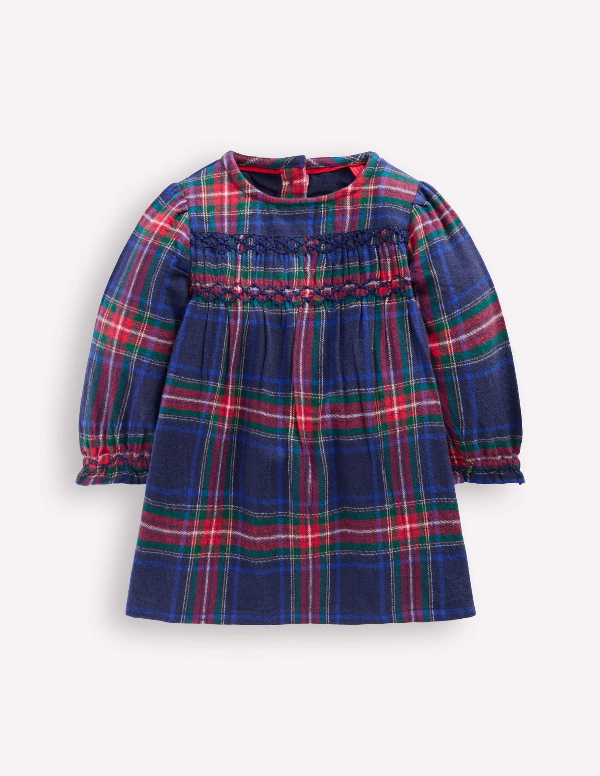 Smocked Occasion Dress-Navy Check - Image 2