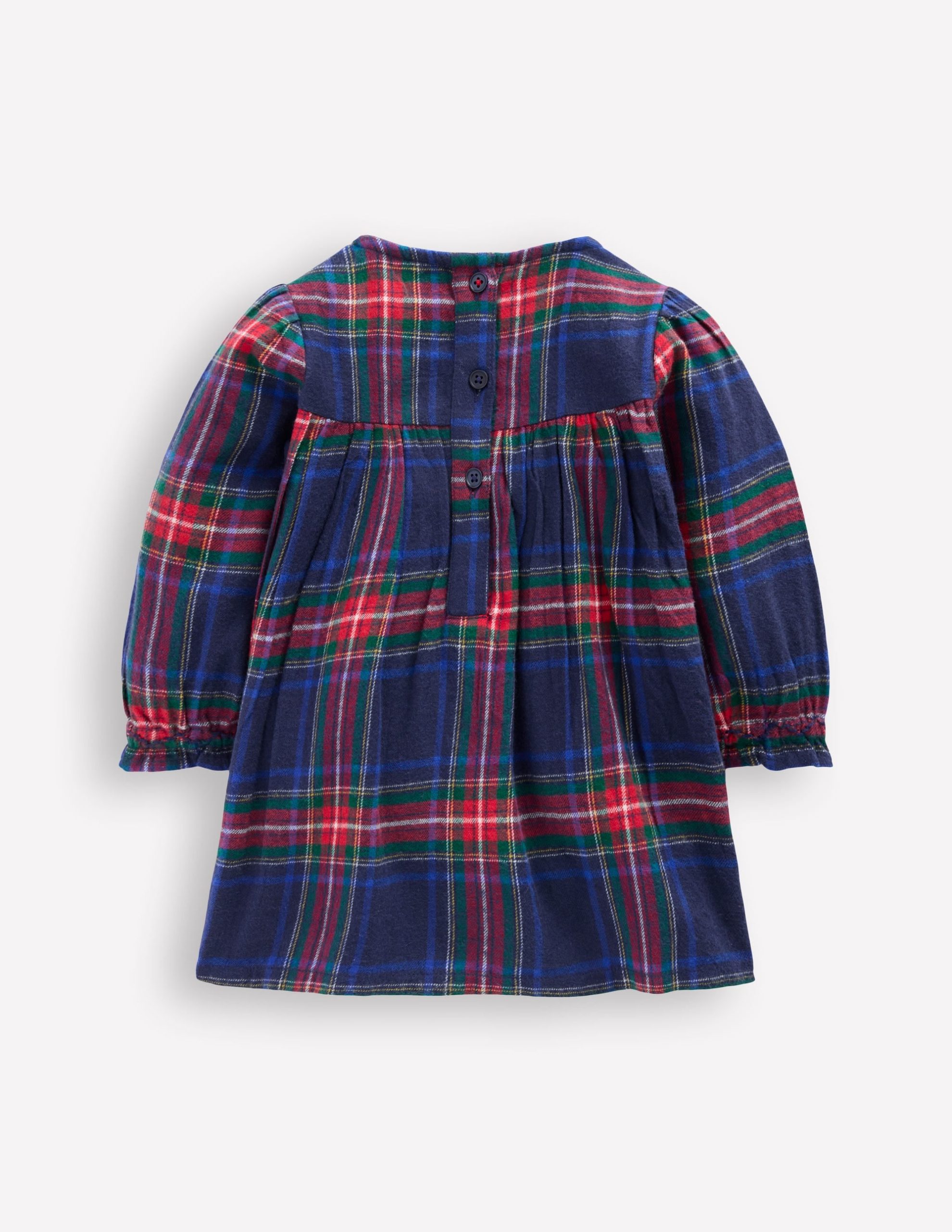 Smocked Occasion Dress-Navy Check - Image 3