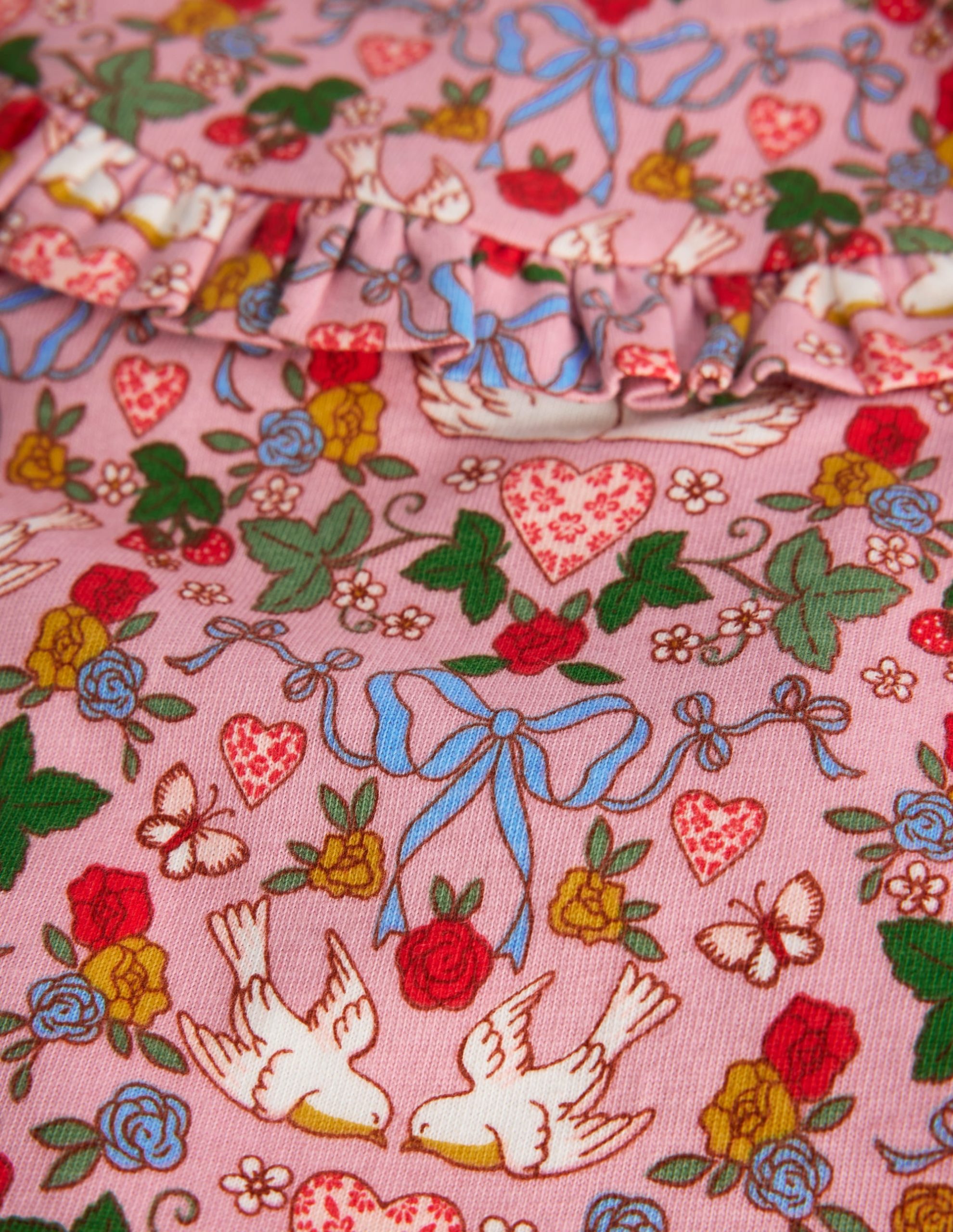Frilly Jersey Play Set-Vintage Pink Birds - Image 3