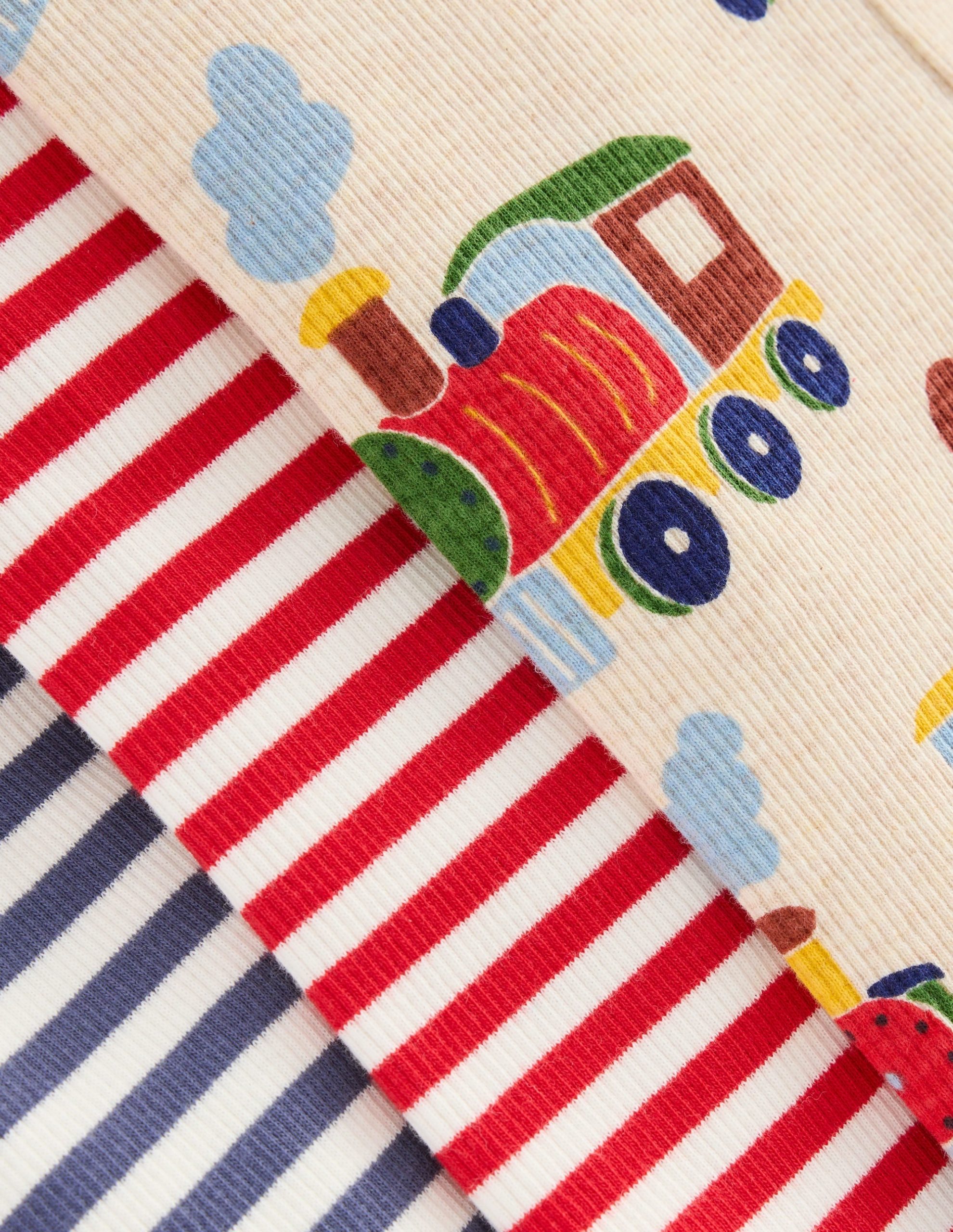 3-pack Rib Leggings-Oatmeal Marl Trains - Image 2