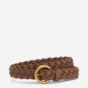 Skinny Plaited Belt-Raw Umber