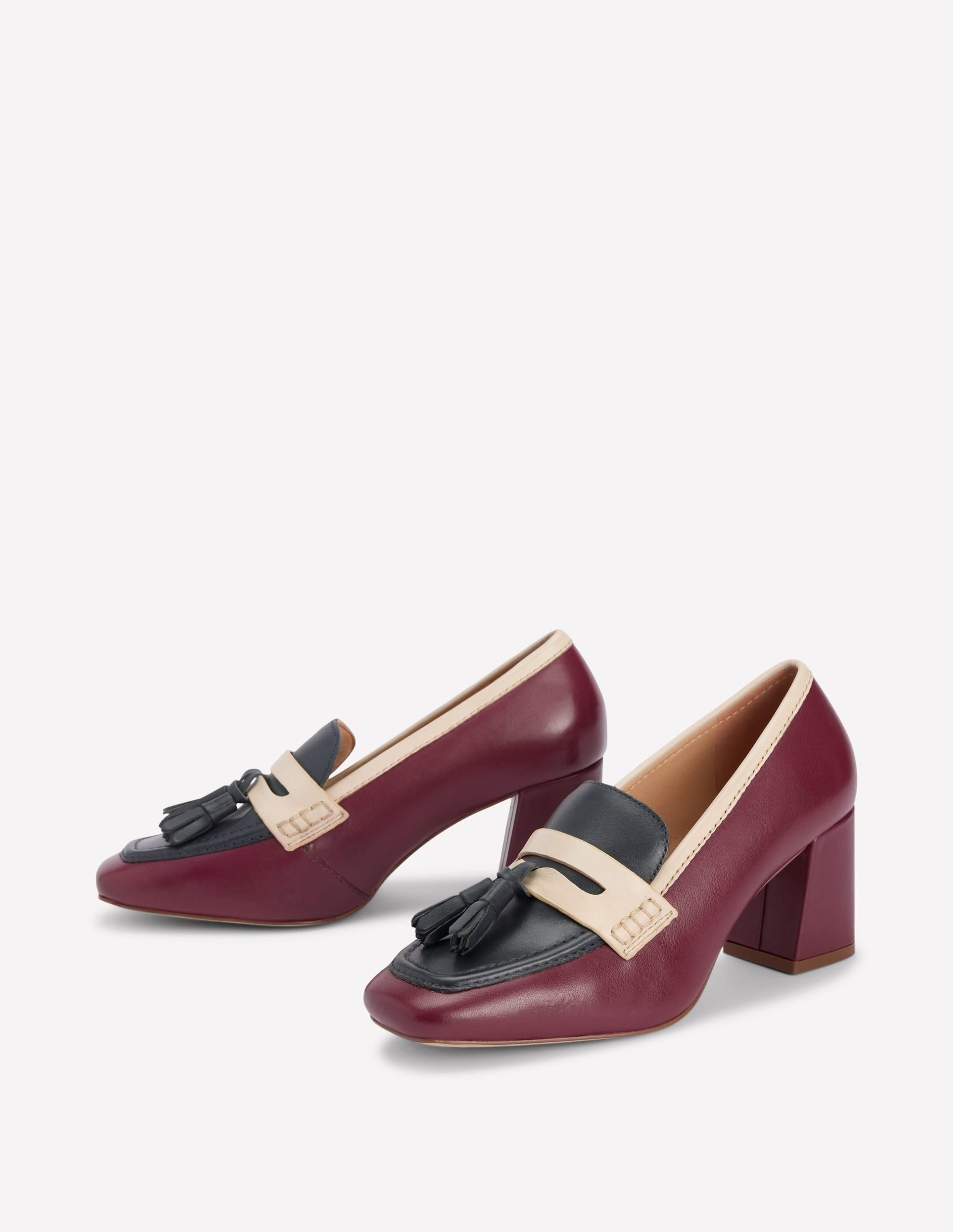 Sol Block Heeled Penny Loafers-Oxblood - Image 3