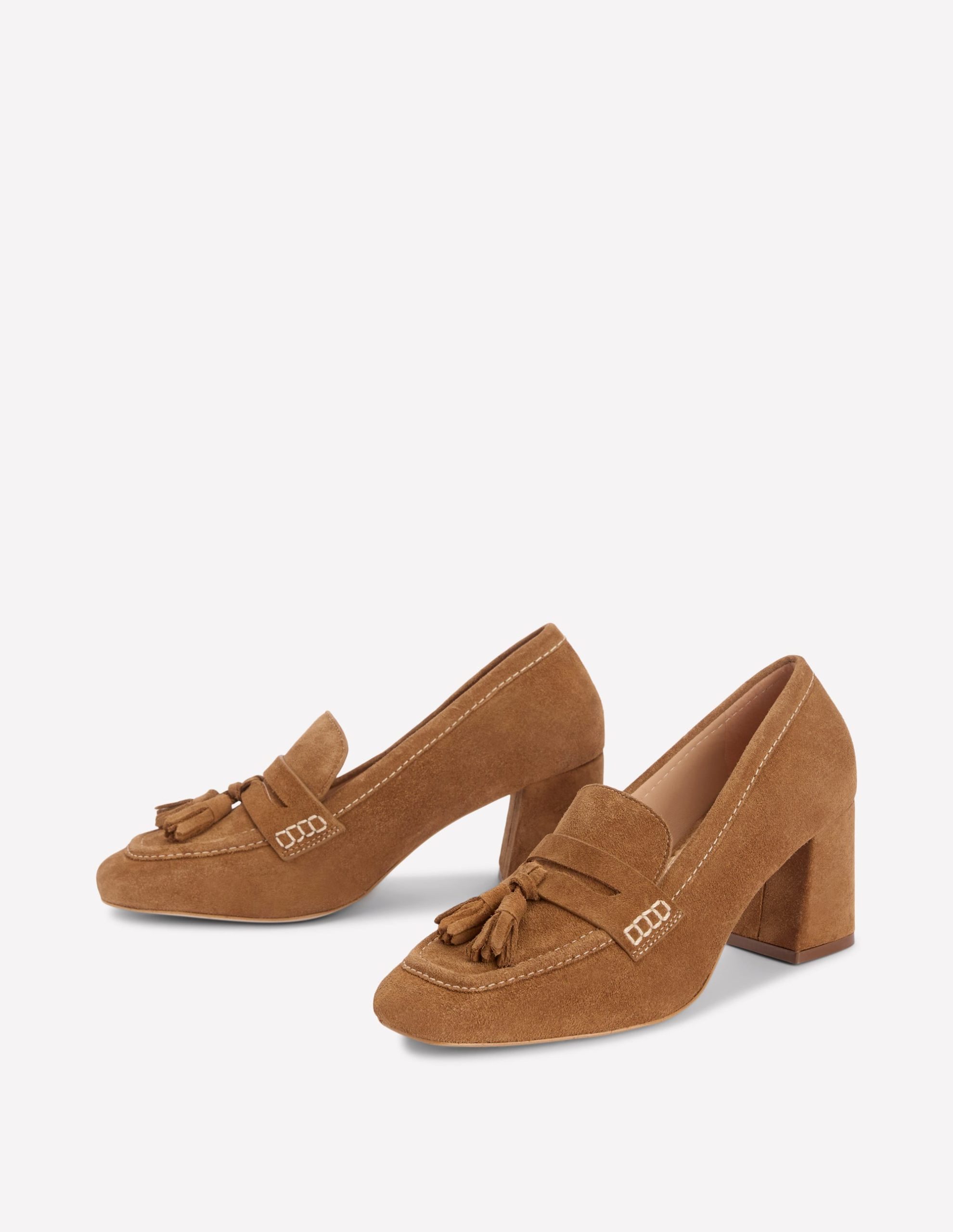 Sol Block Heeled Penny Loafers-Tan - Image 3