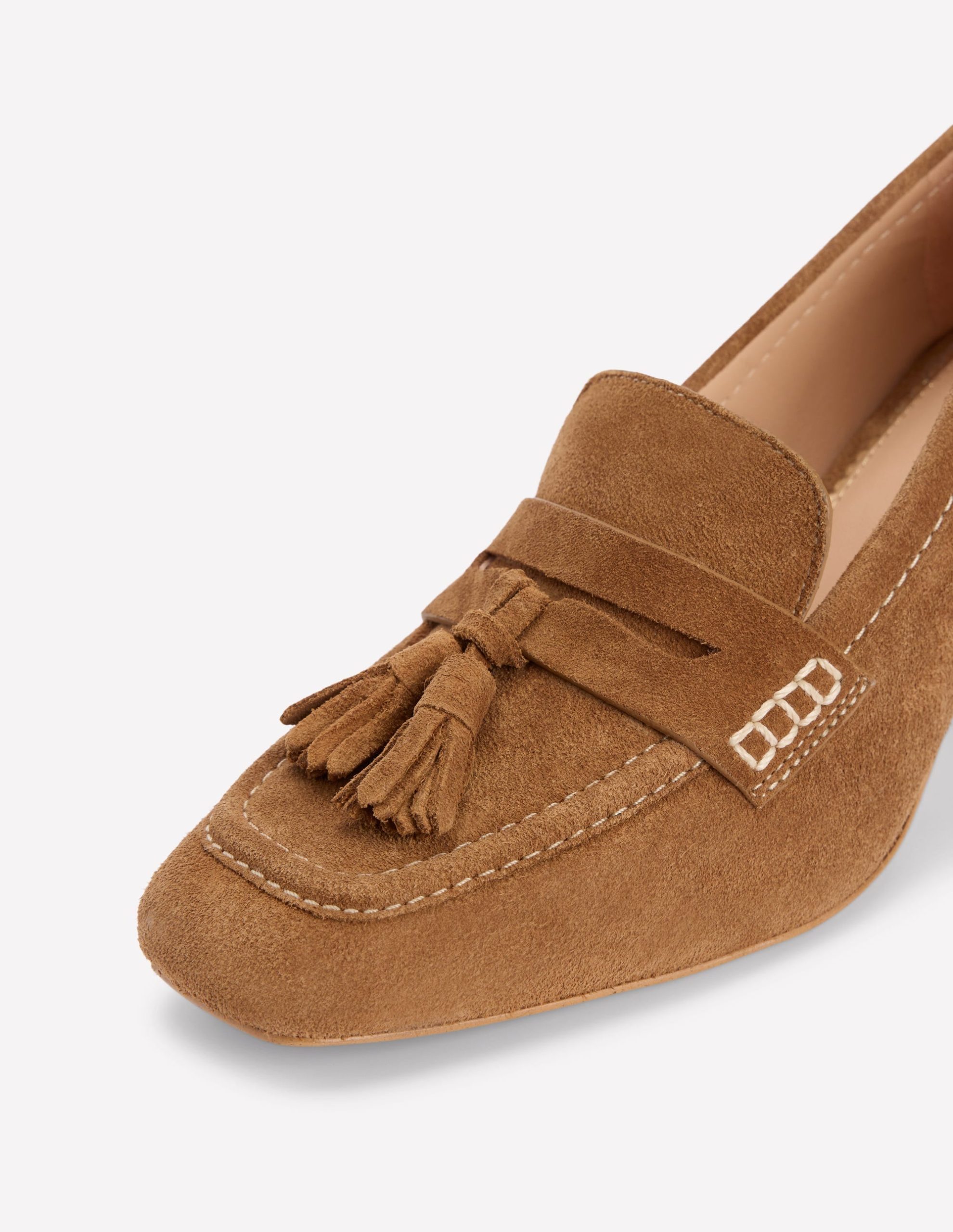 Sol Block Heeled Penny Loafers-Tan - Image 4