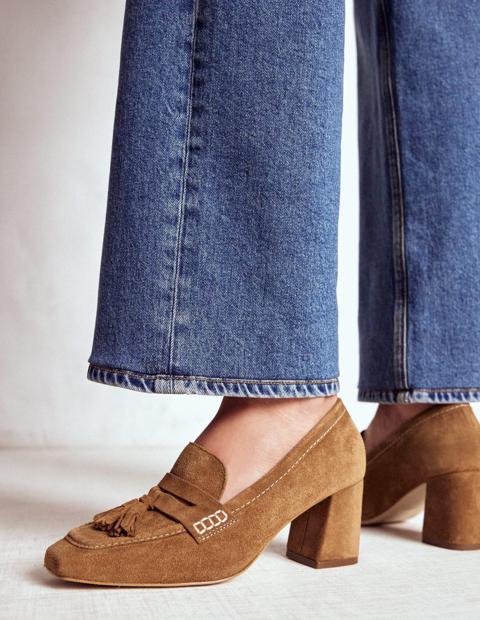 Sol Block Heeled Penny Loafers-Tan - Image 2