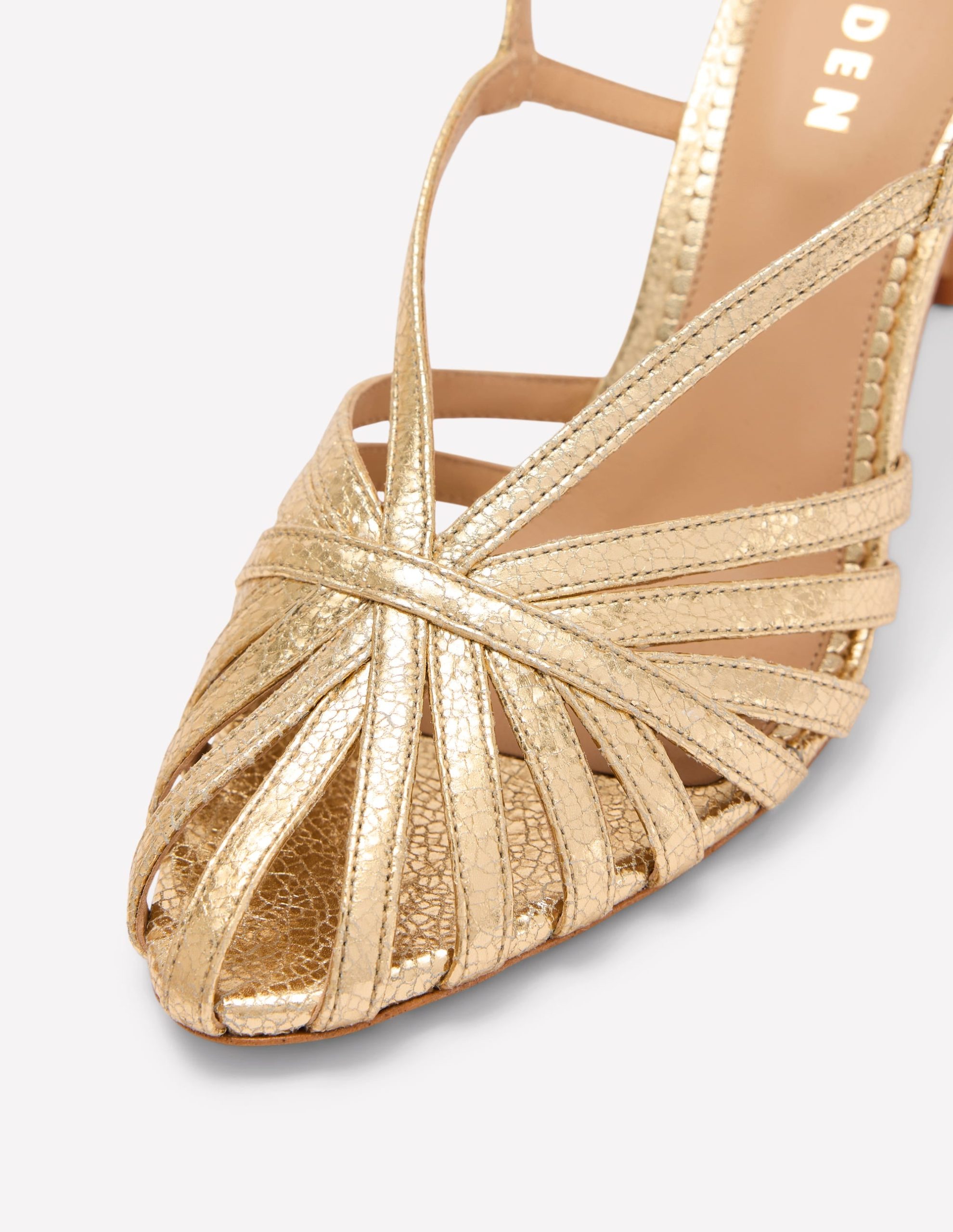 Heeled Cage Sandals-Gold Metallic - Image 4