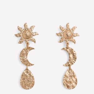 Hammered Motif Earrings-Gold Colour