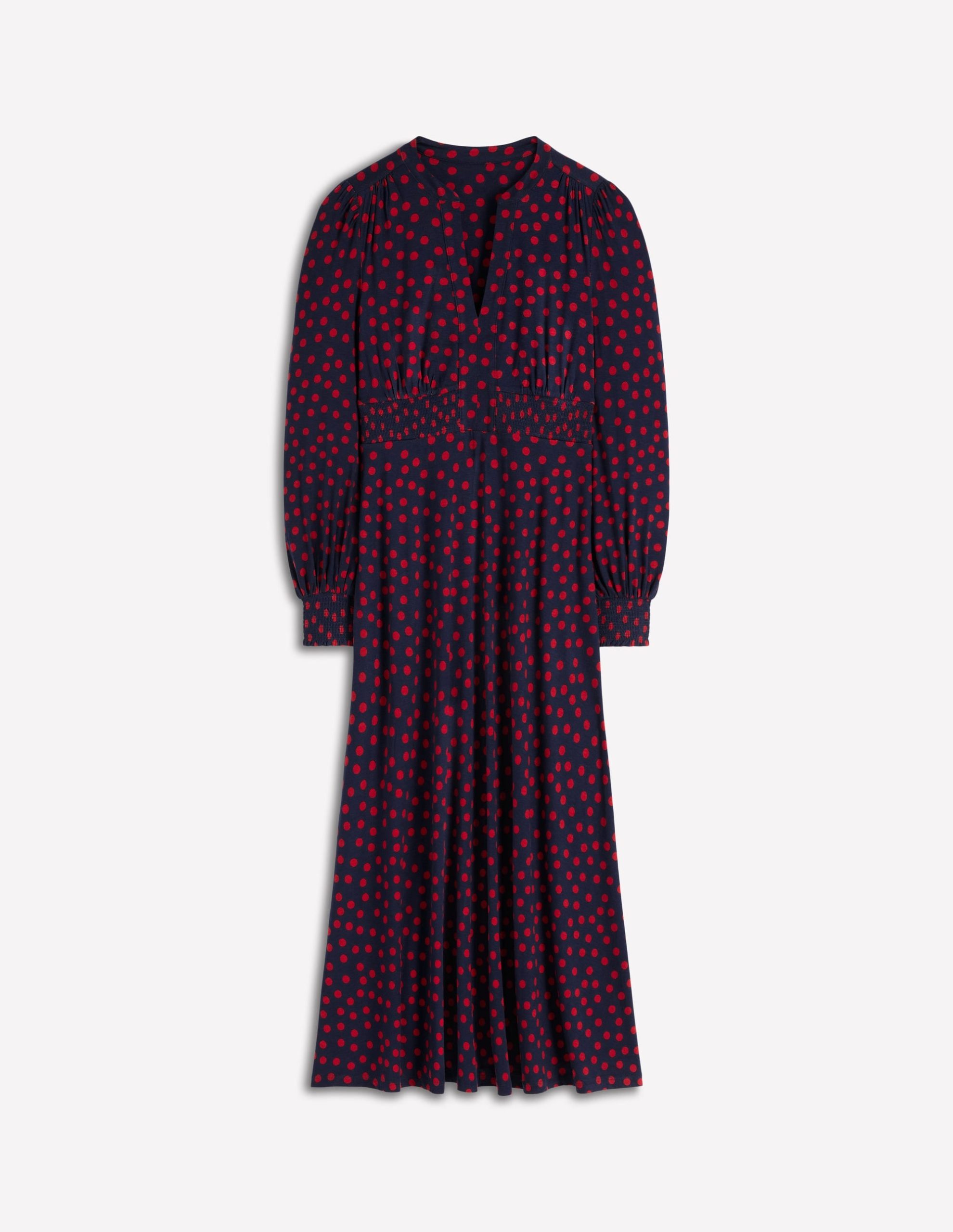 Ivy Smocked Midi Dress-French Navy. Painted Dot - Image 7