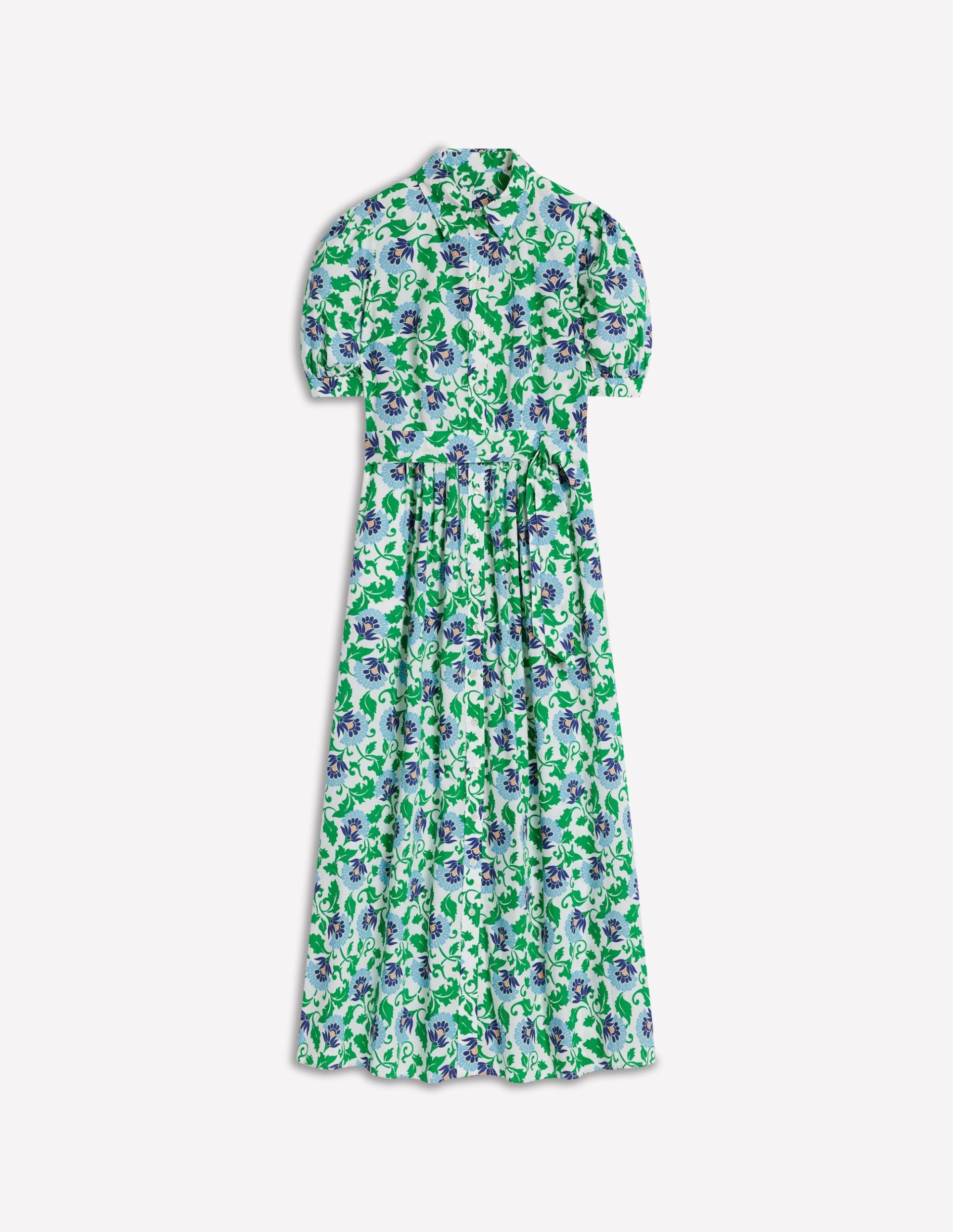 Alexa Maxi Shirt Dress-Rich Emerald. Ornate Vine - Image 7